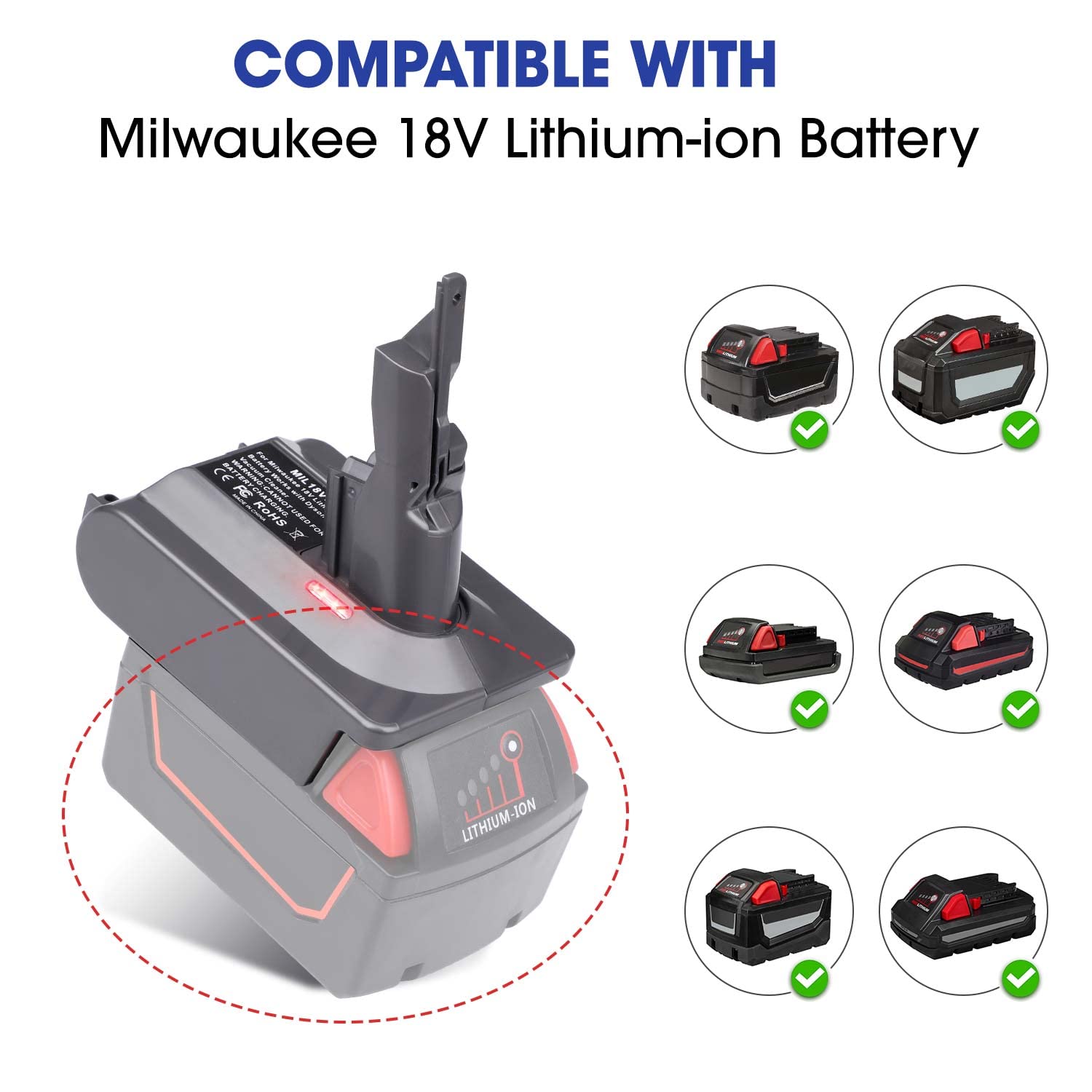 Btrui For Dyson V7 Battery Adapter For Milwaukee M18 18V Battery Convert To For Dyson V7 Sv11 Animal Cordless Stick Vacuum Clean