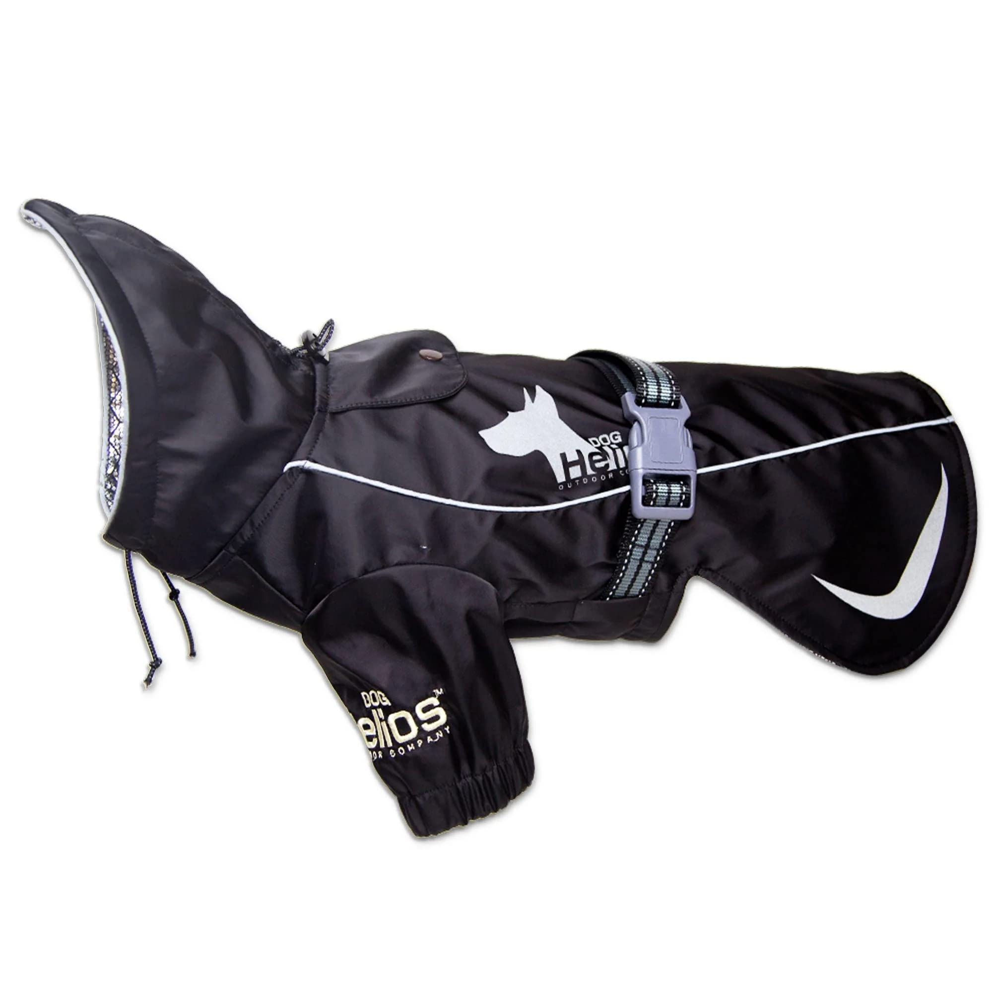 Dog Helios 'Ice-Breaker' Extendable Hooded Dog Coat w/ Heat Reflective Tech, Large, Black