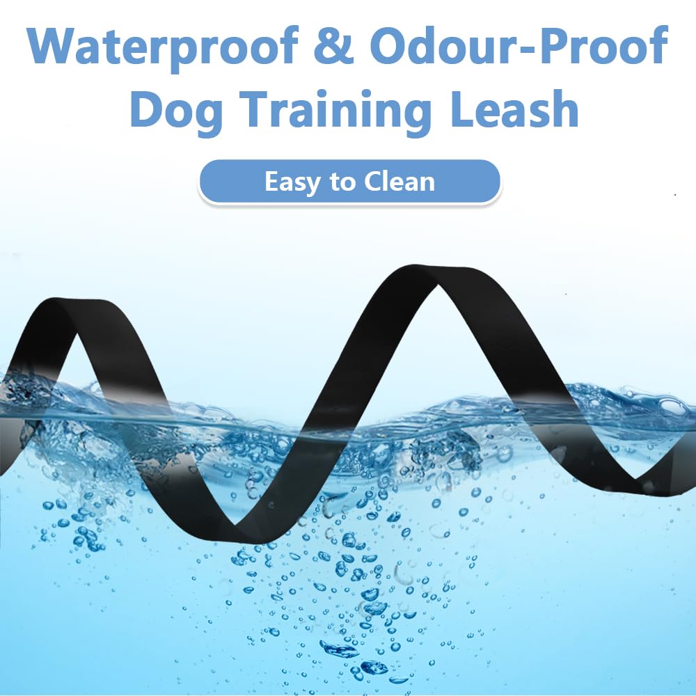 Ploughnavi Working Dog Leash, Waterproof Lead For Tracking Training, Odor-Proof Long Line For Puppy, Medium And Large Dogs (Blac