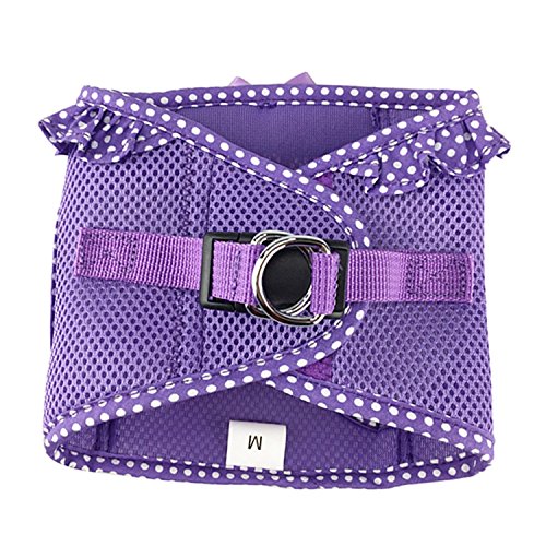 Doggie Design No Choke Dog Harness - Simple Step-In And Go Dog Vest For Small, Medium, And Large Breeds - Breathable Mesh Polyester Pet Harness - Paisley Purple Polka Dot- L