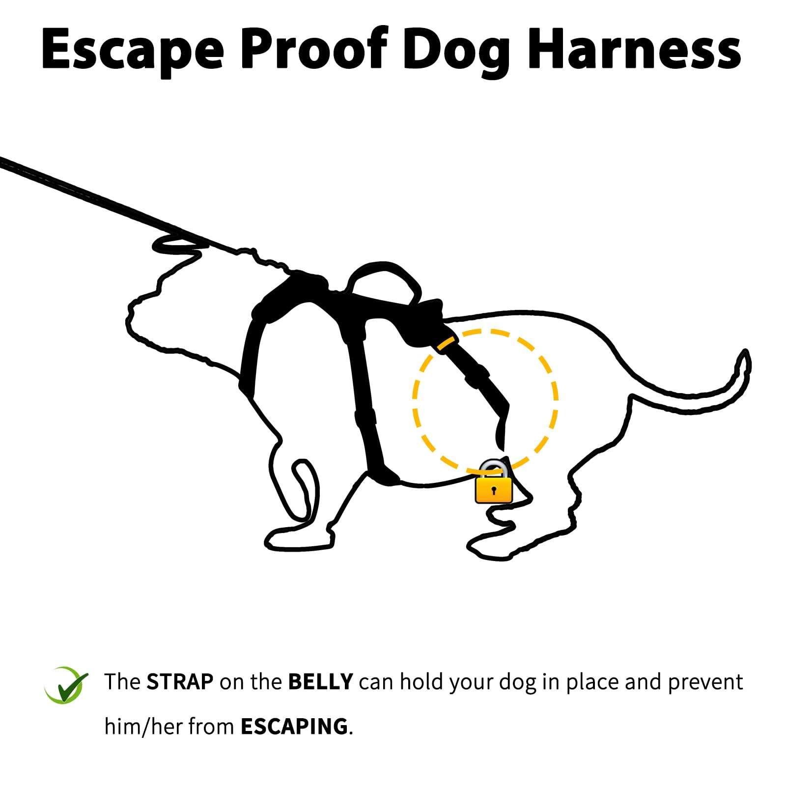 Huntboo Escape Proof Dog Harness, Escape Artist Harness, Reflective Harness With Padded Handle, Breathable, Durable, Adjustable