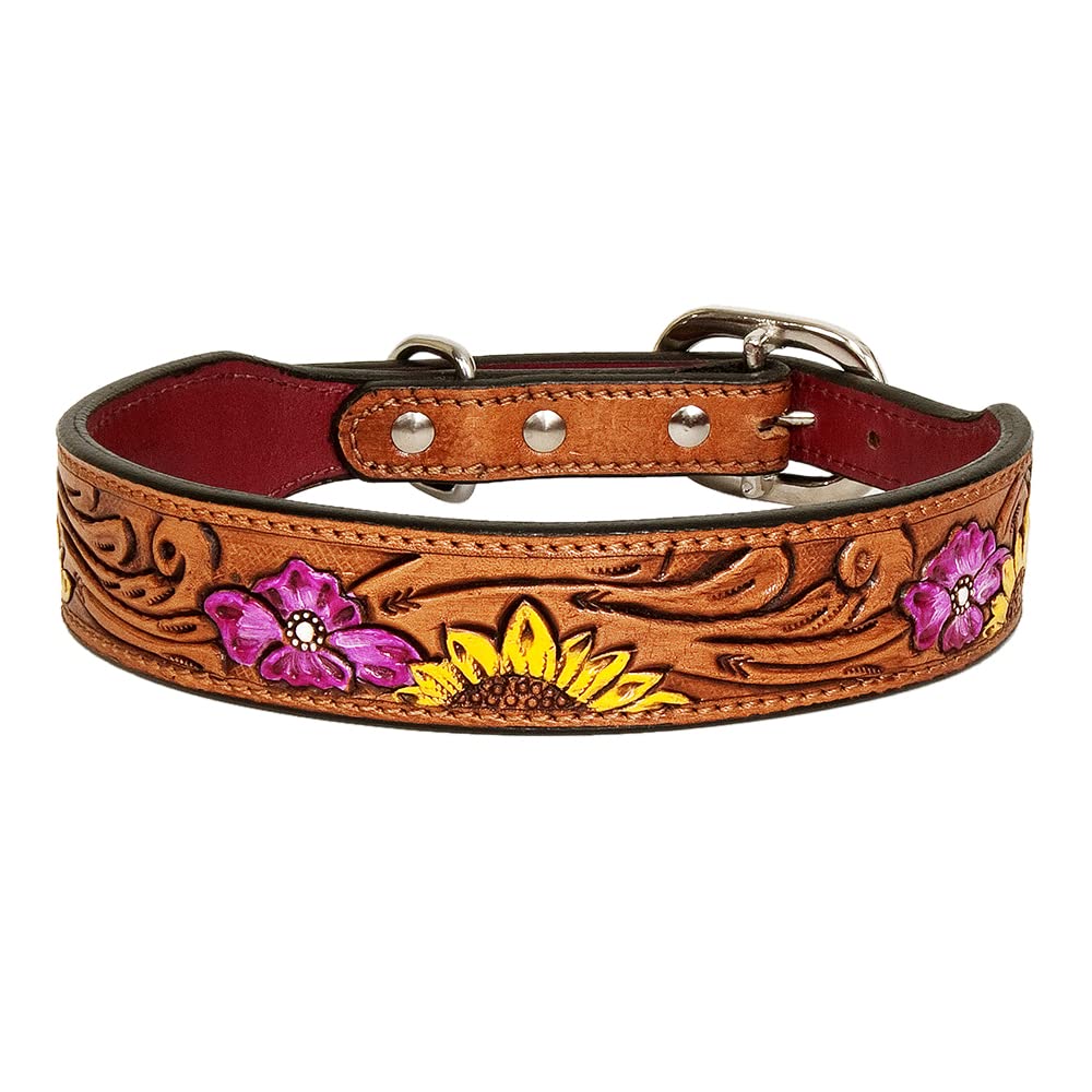 Hilason Tan Small Strong Genuine Leather Dog Collar Painted Small | Dog Collar | Leather Dog Collar | Painted Dog Collar