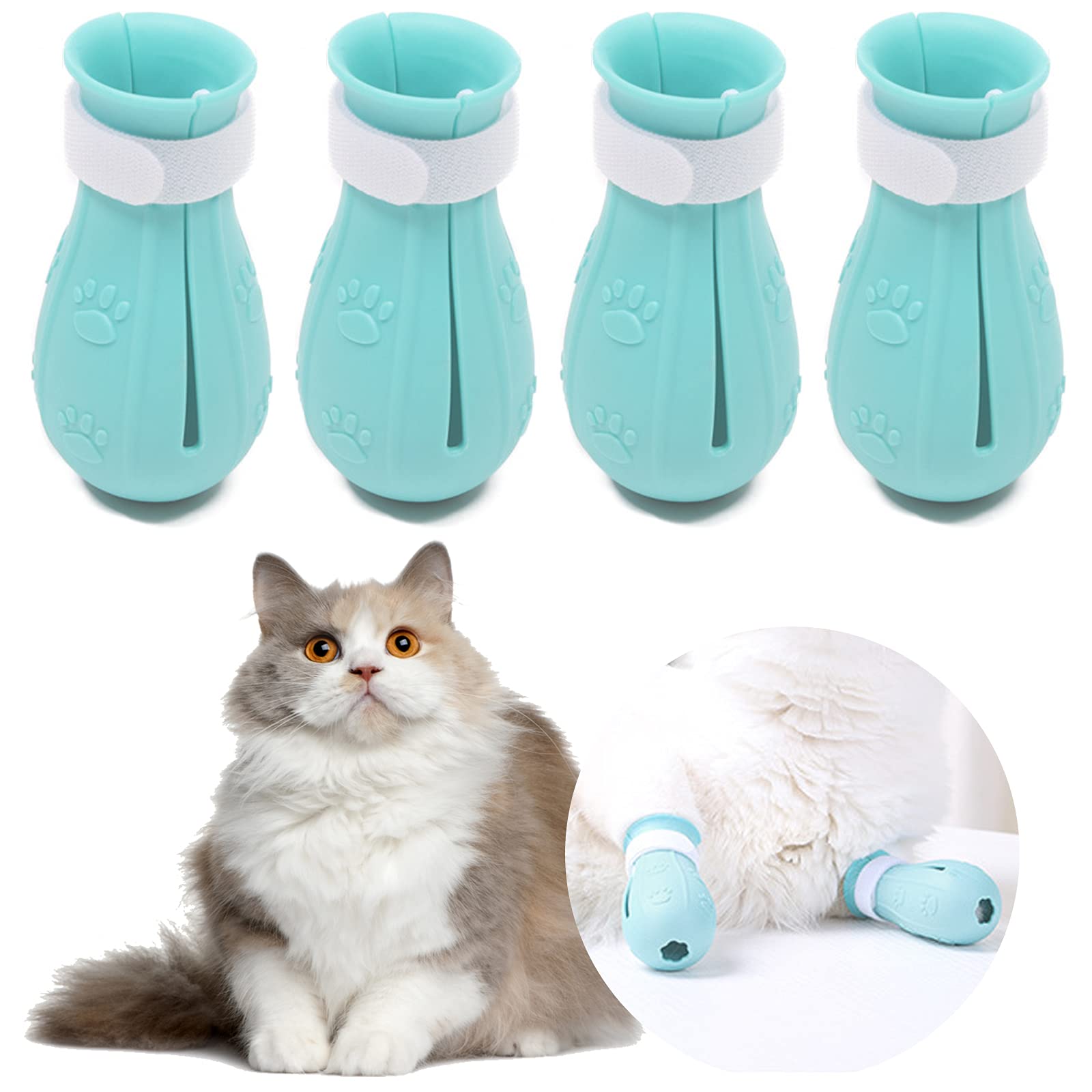 4Pcs Cat Boots For Cats Only Paw Covers Protectors Claws Shoes Paws Wound Boot Silicon Anti Scratch Cat Mittens For Bathing, Nai