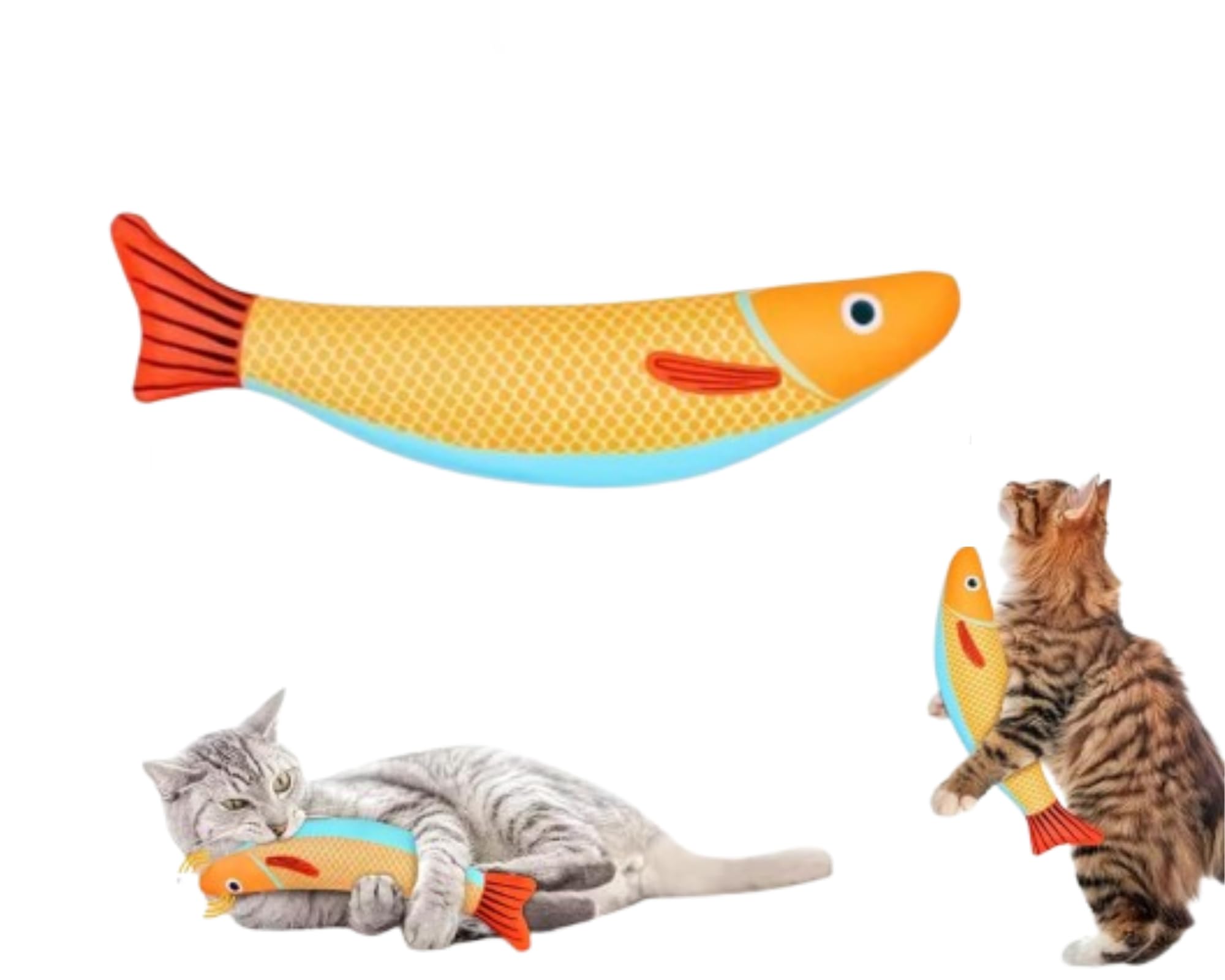 Bohobark Catnip Fish Toys For Cats | Cat Prey Toy BiteResistant Cat Kicker Toy With Crinkle Paper | Kitten Chew Toy For Teethin