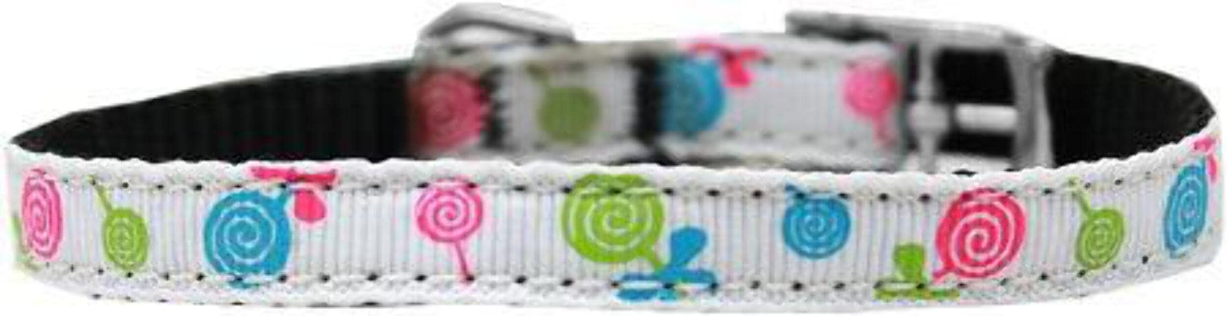 Mirage Pet Products Lollipops Nylon Dog Collar with Classic Buckle 3/", Black, Size 8