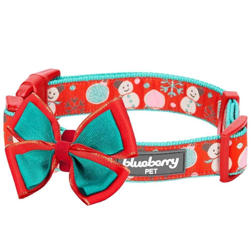 Blueberry Pet Dog Collar - Christmas Collar & Holiday Dog Collars With Bowtie, Medium 14.5-20 - Quick Release Dog Christmas 
