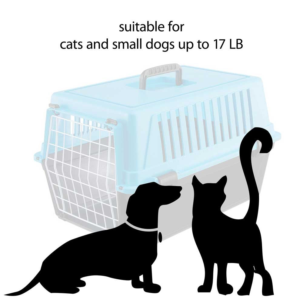 Ferplast Atlas 20 Cat and Dog Carrier, Blue, 22.8"L x 14.6"W x 12.6"H, Plastic, Model 73008715US1
