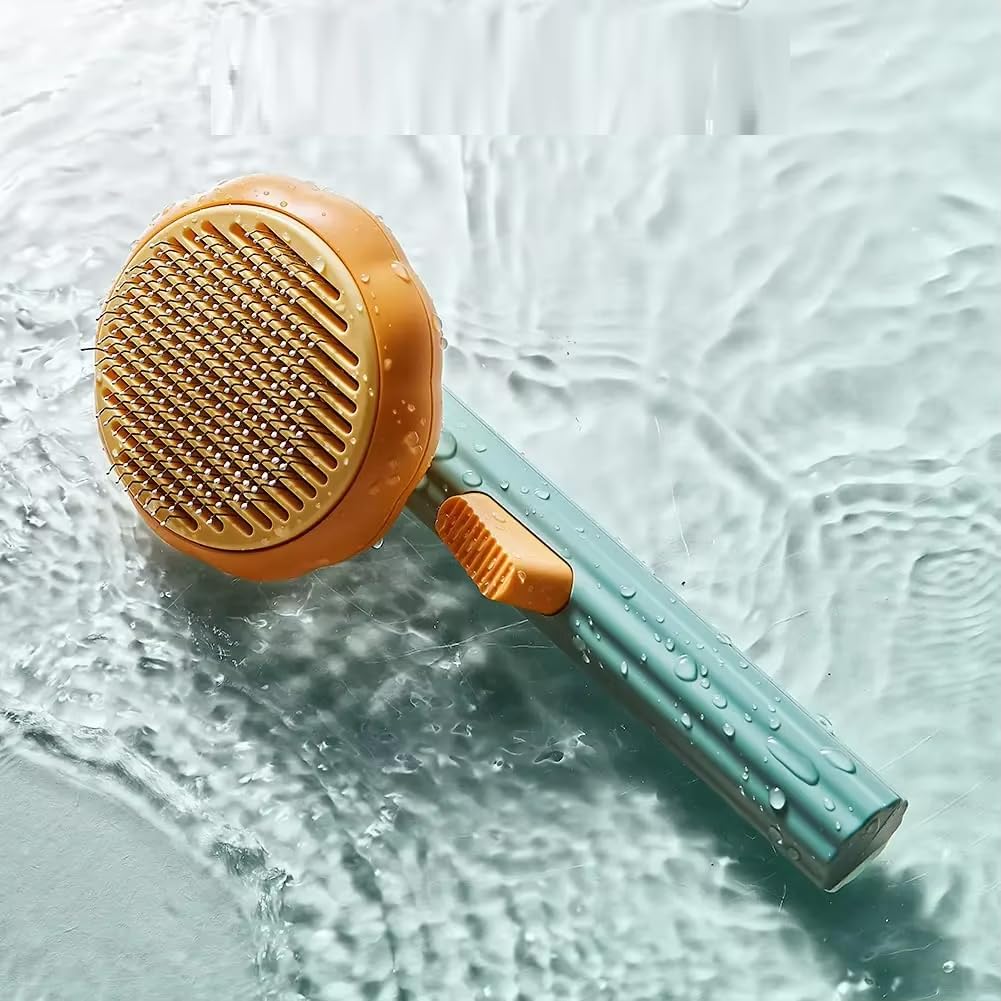 Galv Pet Pumpkin Self Cleaning Slicker Brush For Dogs Cats Puppy Rabbit, Dog Grooming Brush Tool Gently Removes Loose Undercoat,