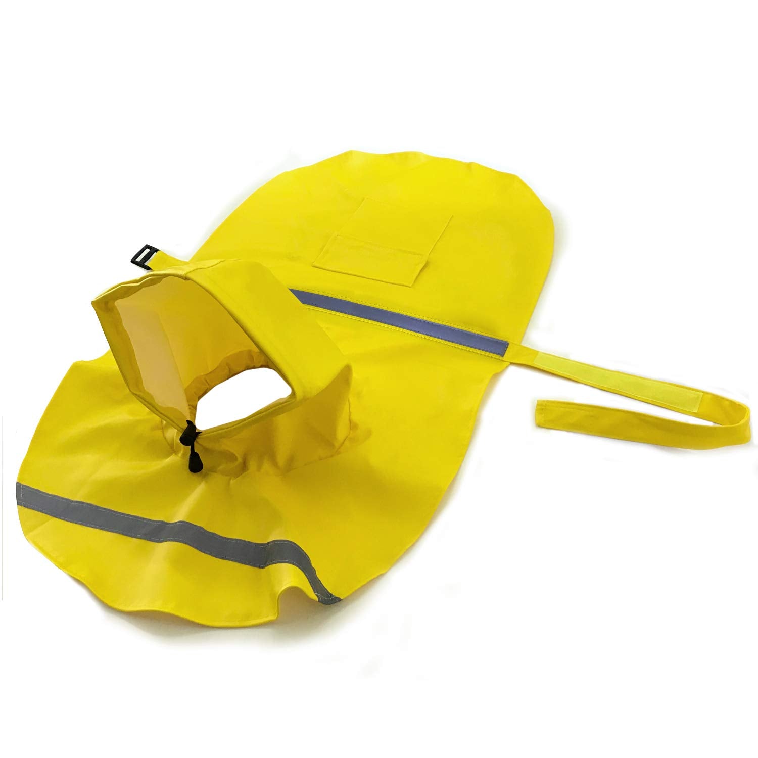 Mikayoo Large Dog Raincoat Adjustable Pet Waterproof Clothes Lightweight Rain Jacket Poncho Hoodies with Strip Reflective(Yellow