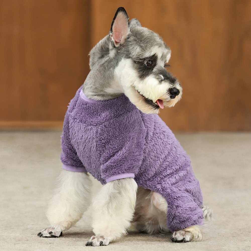 Fitwarm Dog Fuzzy Fleece Pajamas, Dog Winter Clothes For Small Dogs Girl, Pet Jumpsuit, Doggy Apparel, Purple, Xxl
