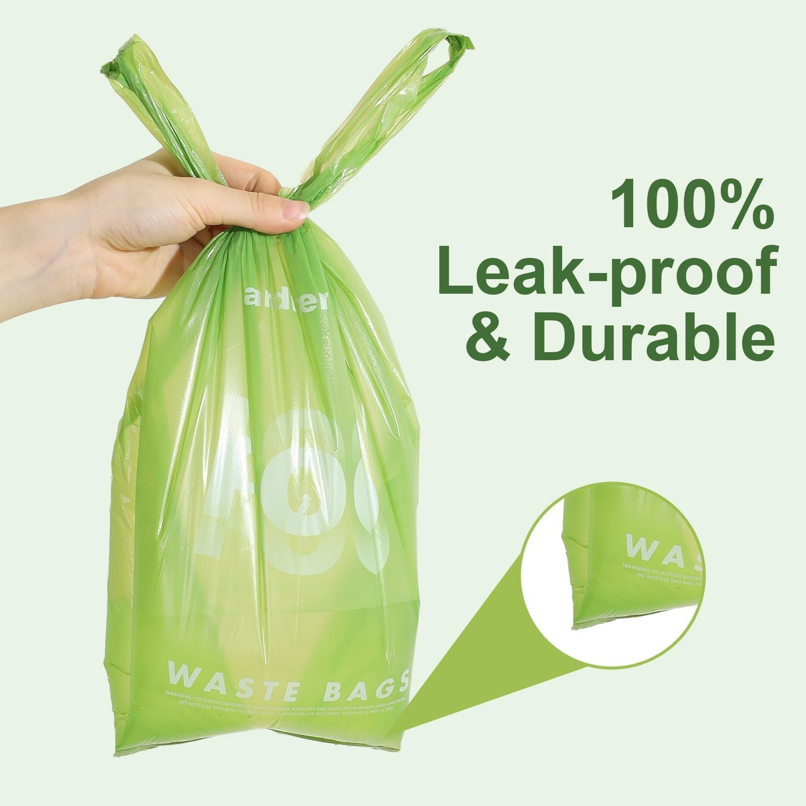 Dog Poop Bags With Handles 15 Rolls, 180 Counts Pine Scented Dog Waste Bags With Dispenser, Leak Proof And Extra Thick, Easy-Tie