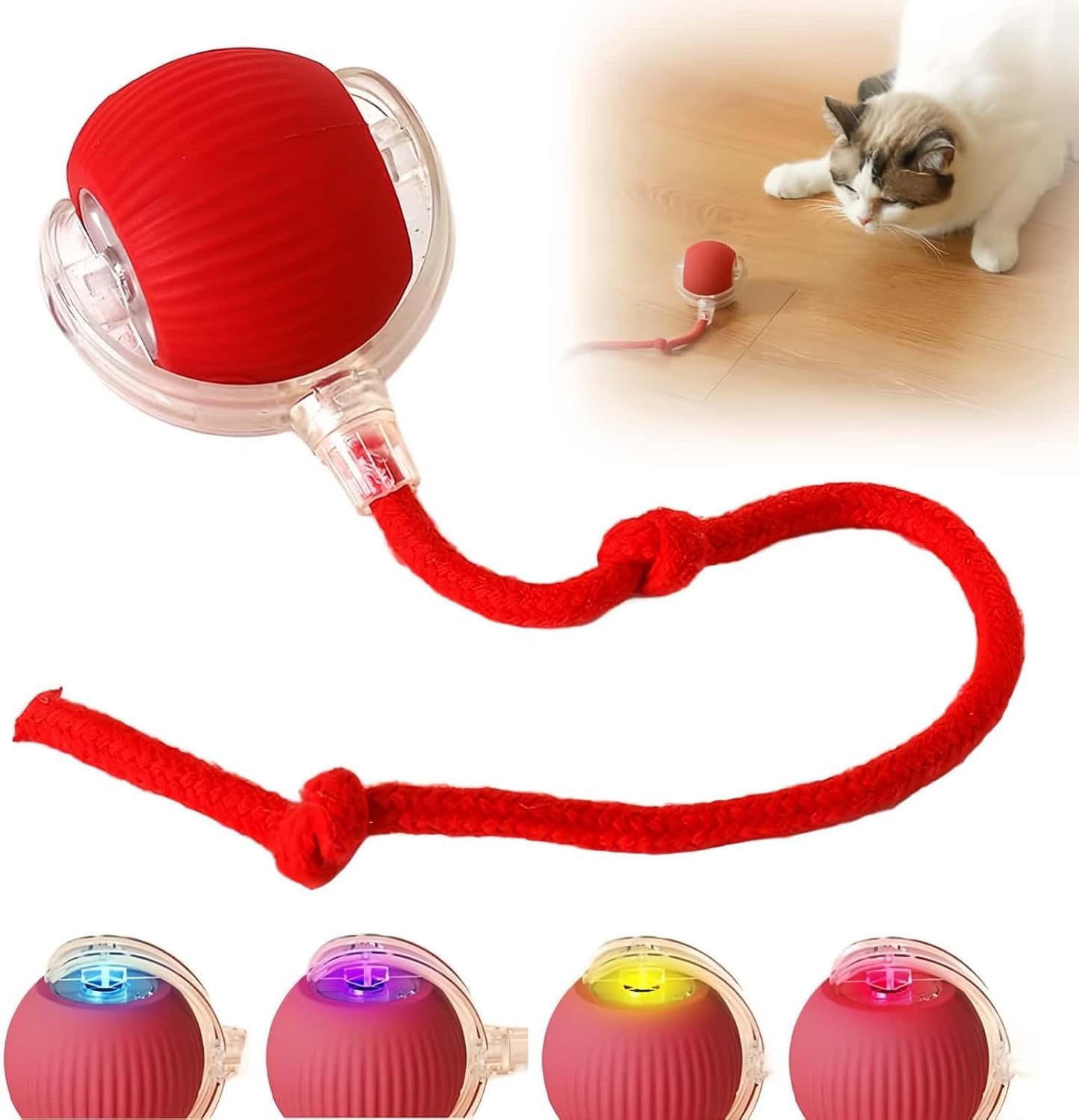 Zephorus Interactive Cat Toys Ball  Smart Rolling LED Ball, Automatic & USB Rechargeable Motion Activate for Indoor Kitten Pupp