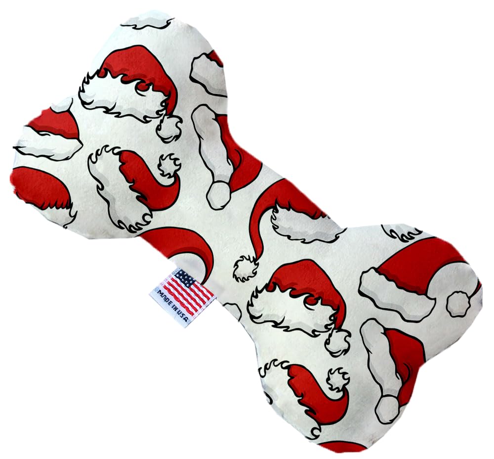 Pet and Dog Plush Heart or Bone Toy, "Santa Group" (Available in different sizes, and 8 different pattern options!) Santa Hats 10" Plush Bone