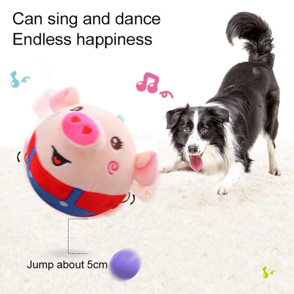 Bgyvnu Active Moving Pet Plush Toy, Smart Interactive Dog Toy Pet Bouncing Balls, Usb Rechargeable Washable Cartoon Pig Plush Sq