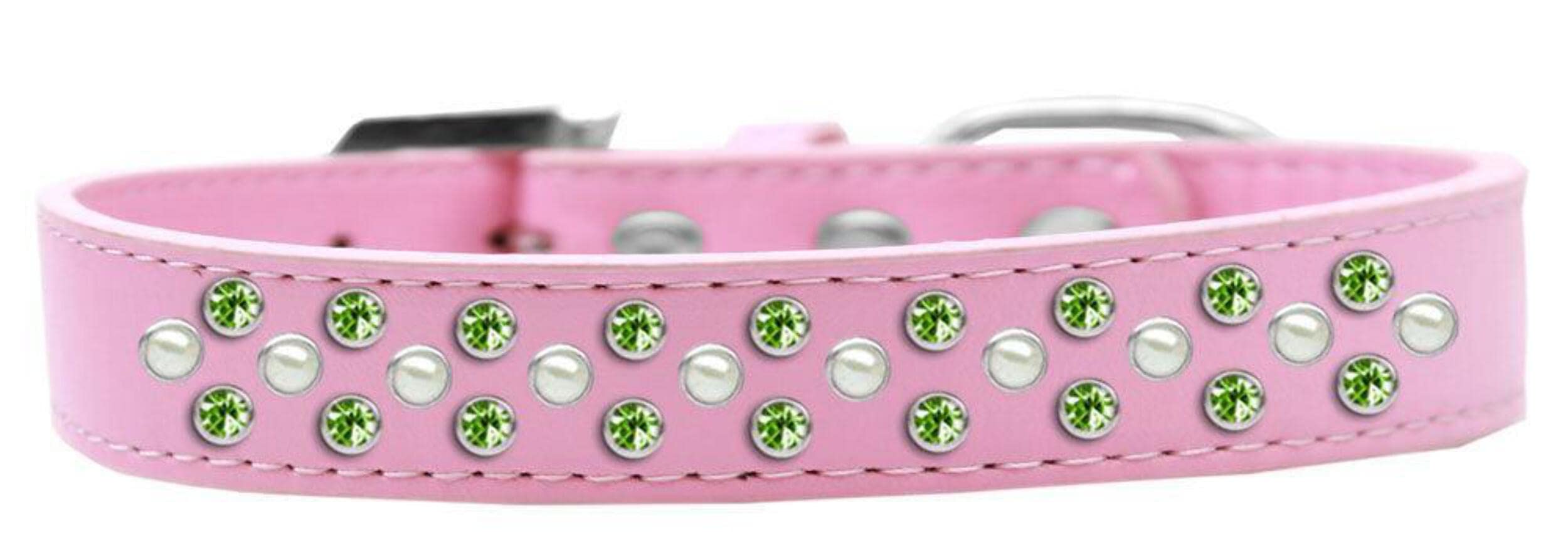 Mirage Pet Products Sprinkles Dog Collar with Pearl and Lime Green Crystals, Size 20, Lavender