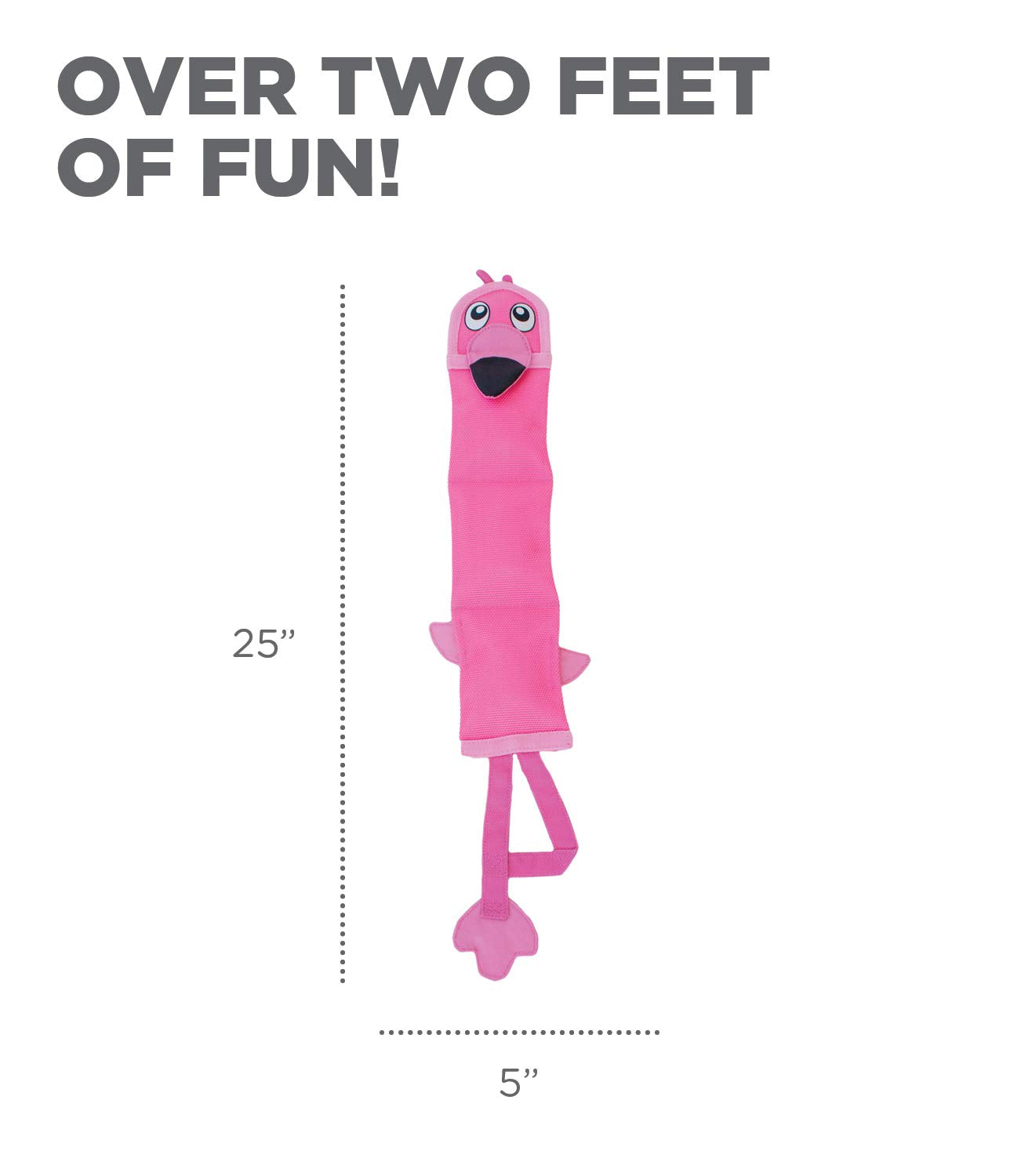 Outward Hound Fire Biterz Flamingo Plush Firehose Material Interactive Dog Toy, Large