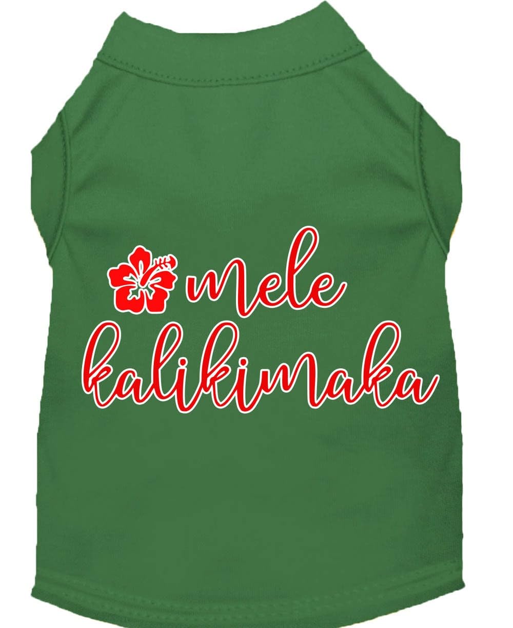Christmas Pet Dog & Cat Shirt Screen Printed, "Mele Kalikimaka" Aqua XL (14-20 lbs.)