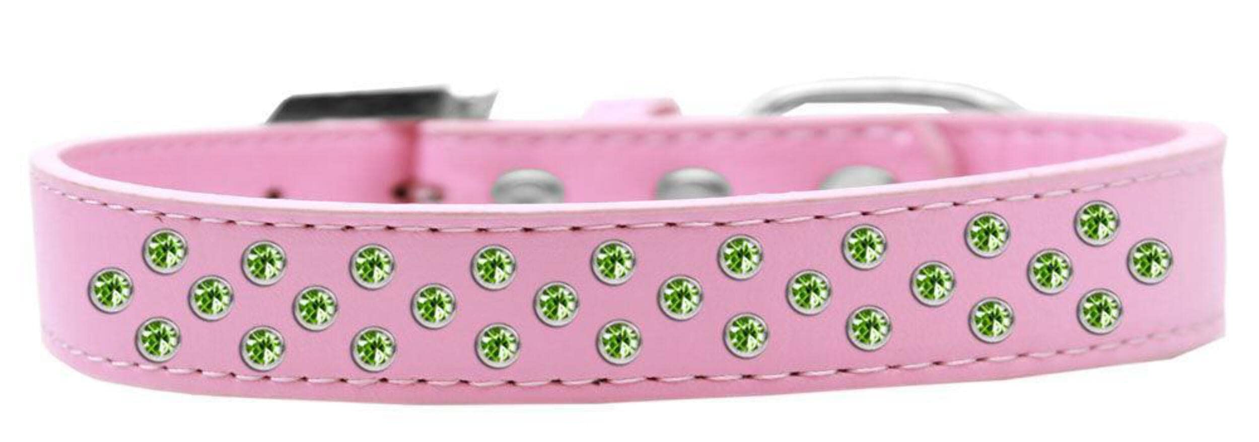 Mirage Pet Products Sprinkles Dog Collar with Lime Green Crystals, Size 18, Light Pink