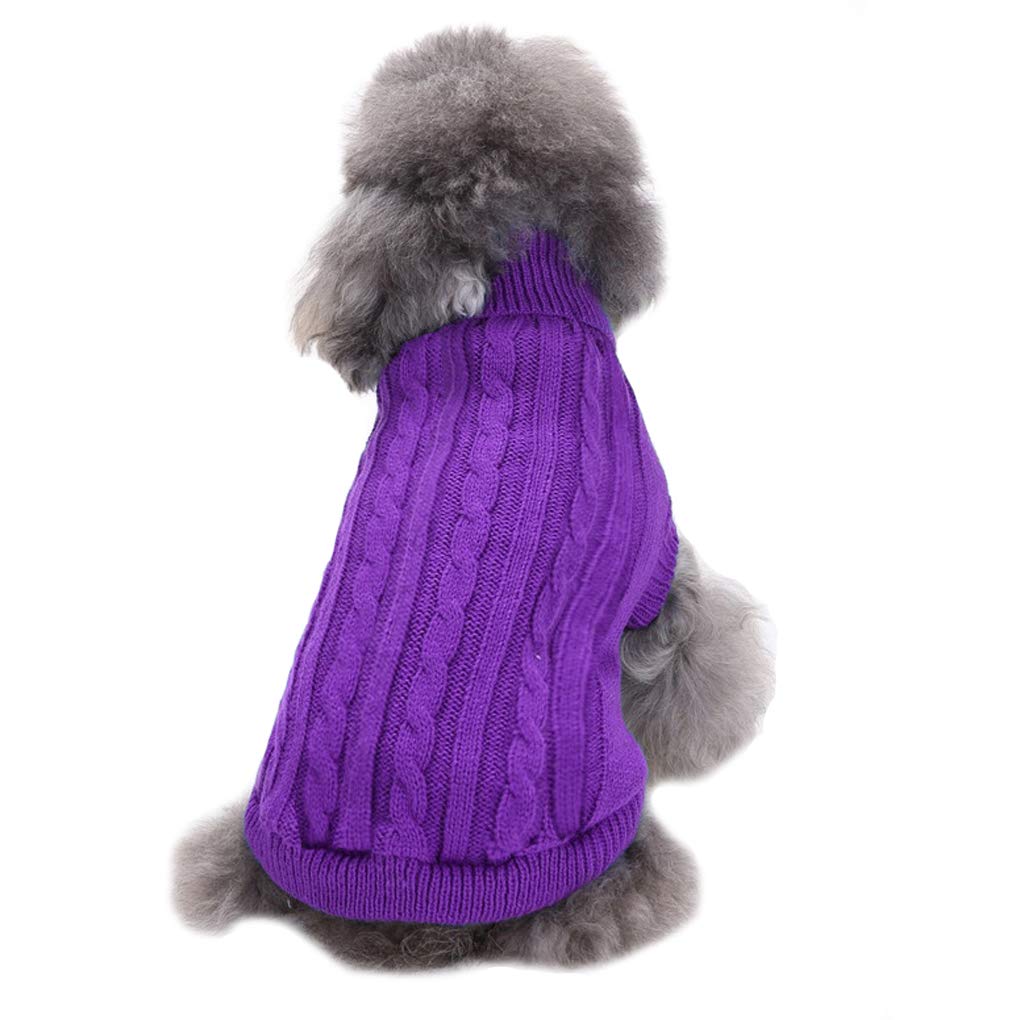 Chborchicen Small Dog Sweaters Knitted Pet Cat Sweater Warm Dog Sweatshirt Dog Winter Clothes Kitten Puppy Sweater (Small, Purple)