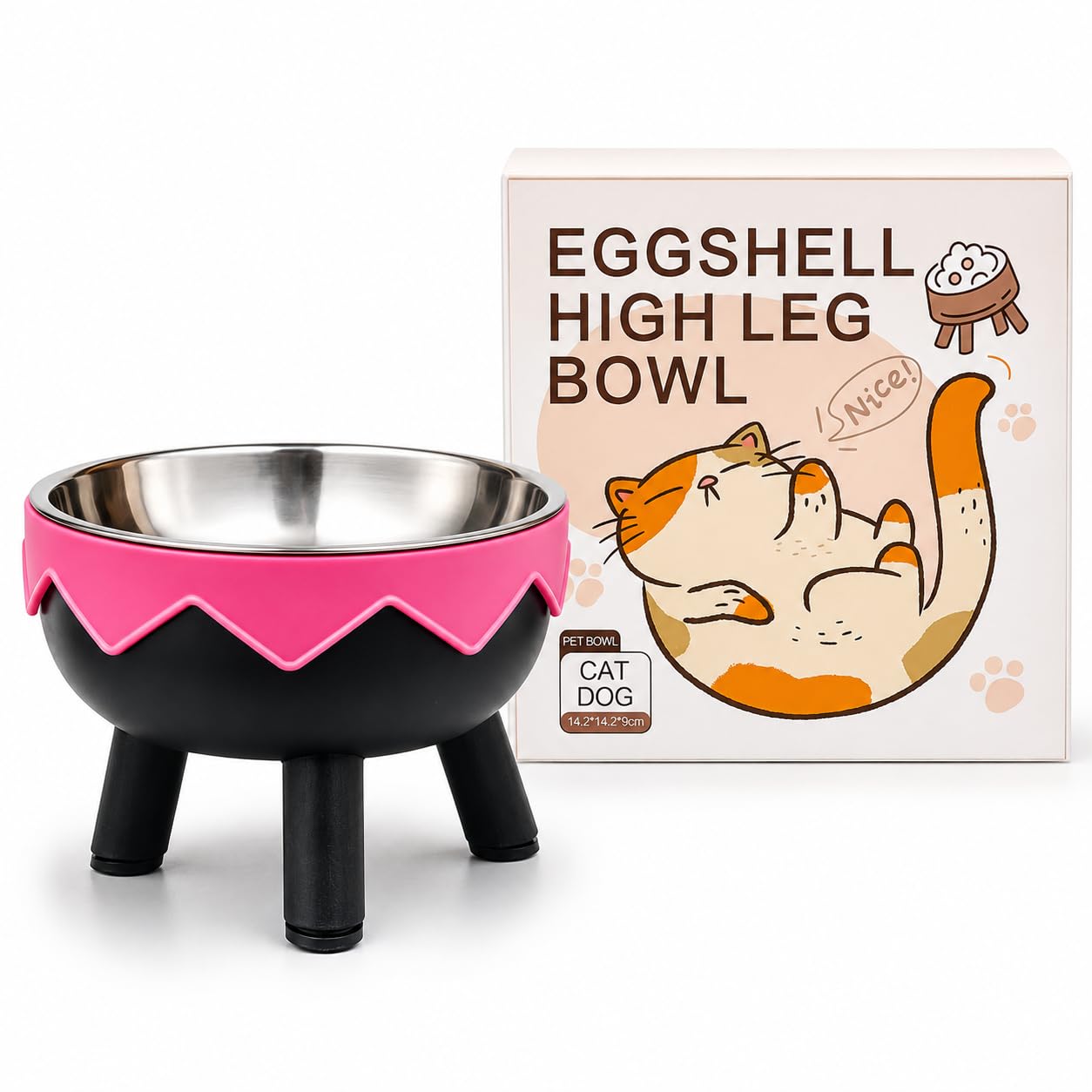 Stainless Steel High Foot Pet Feeding Bowl For Cats And Dogs Raised Elevated Pet Food & Water Bowl AntiSlip Stable Base Hygieni