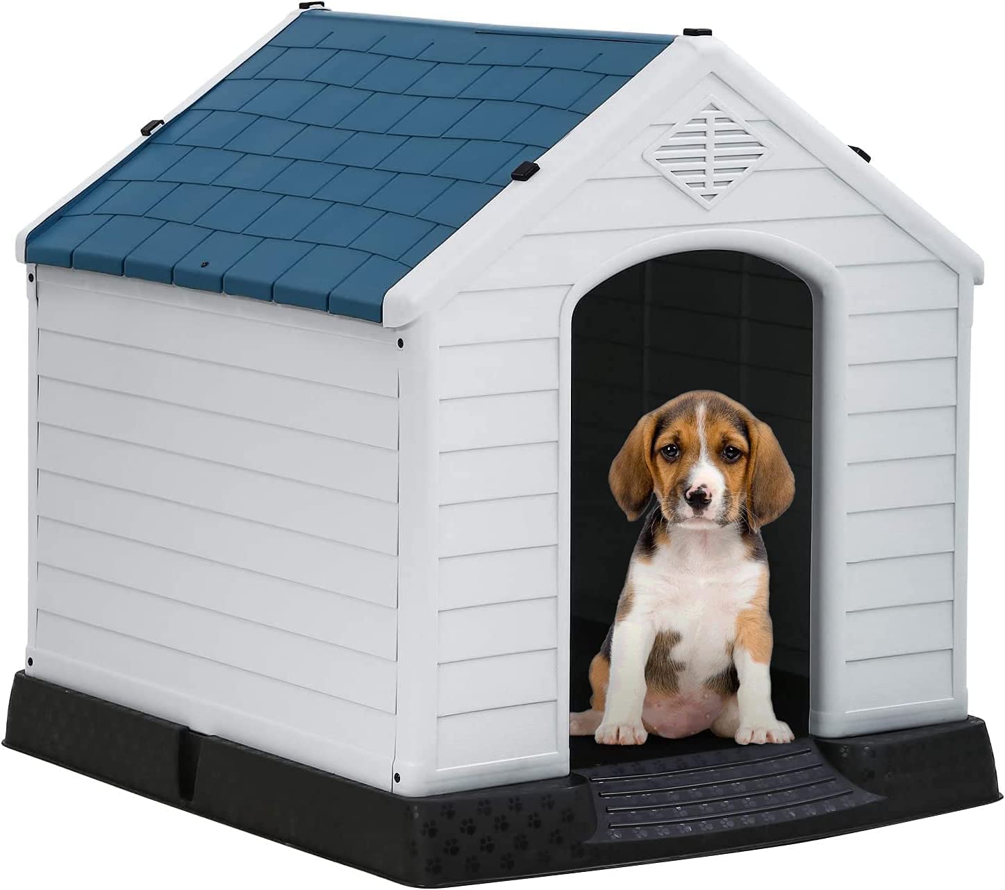 Bestpet 28Inch Dog House Indoor Outdoor Insulated Kennel Durable Plastic Dog House For Small Medium Large Dogs Weather & Water Resistant Pet Crate With Air Vents And Elevated Floor,Blue