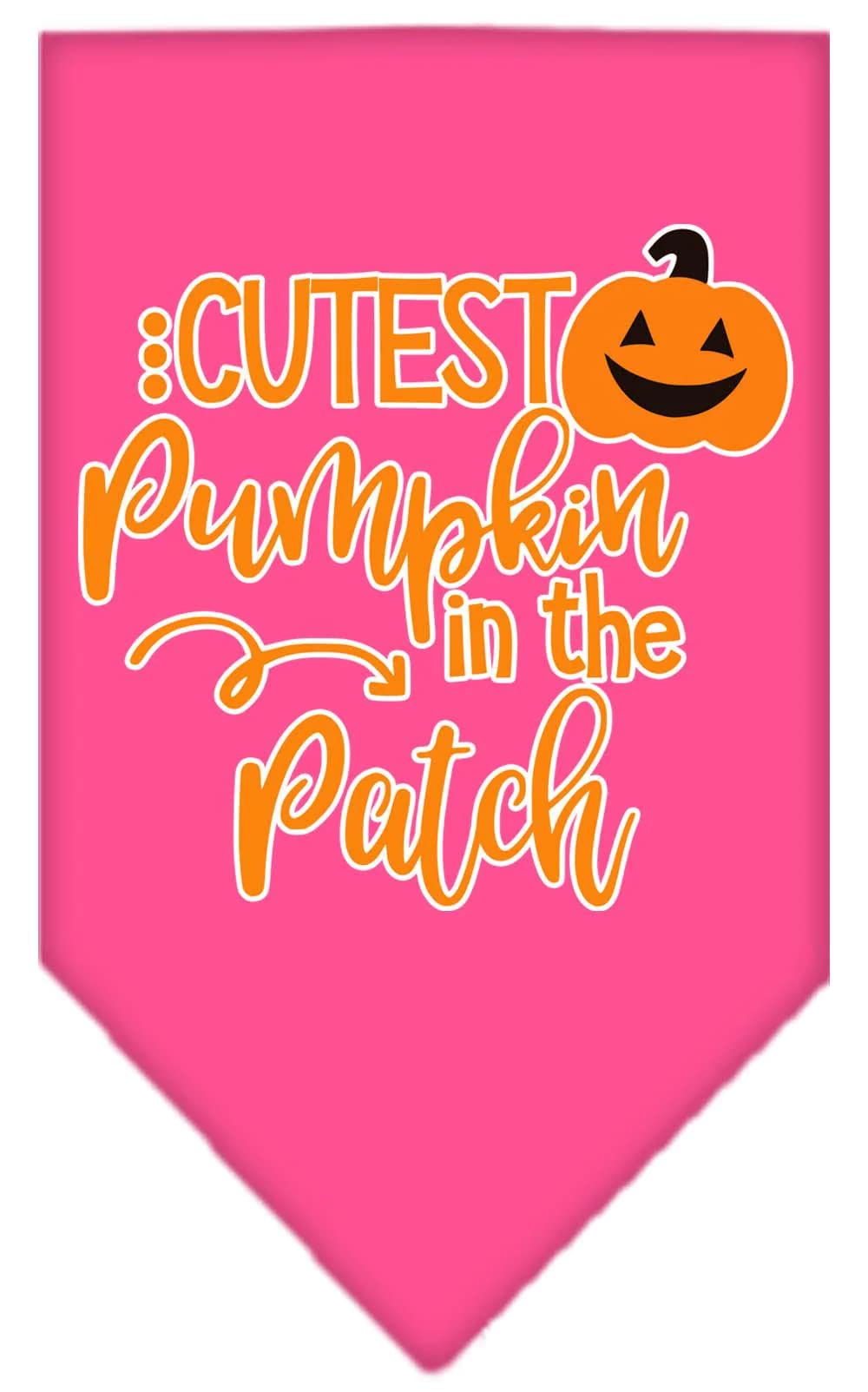 Halloween Pet and Dog Bandana Screen Printed, "Cutest Pumpkin In The Patch" Yellow Large
