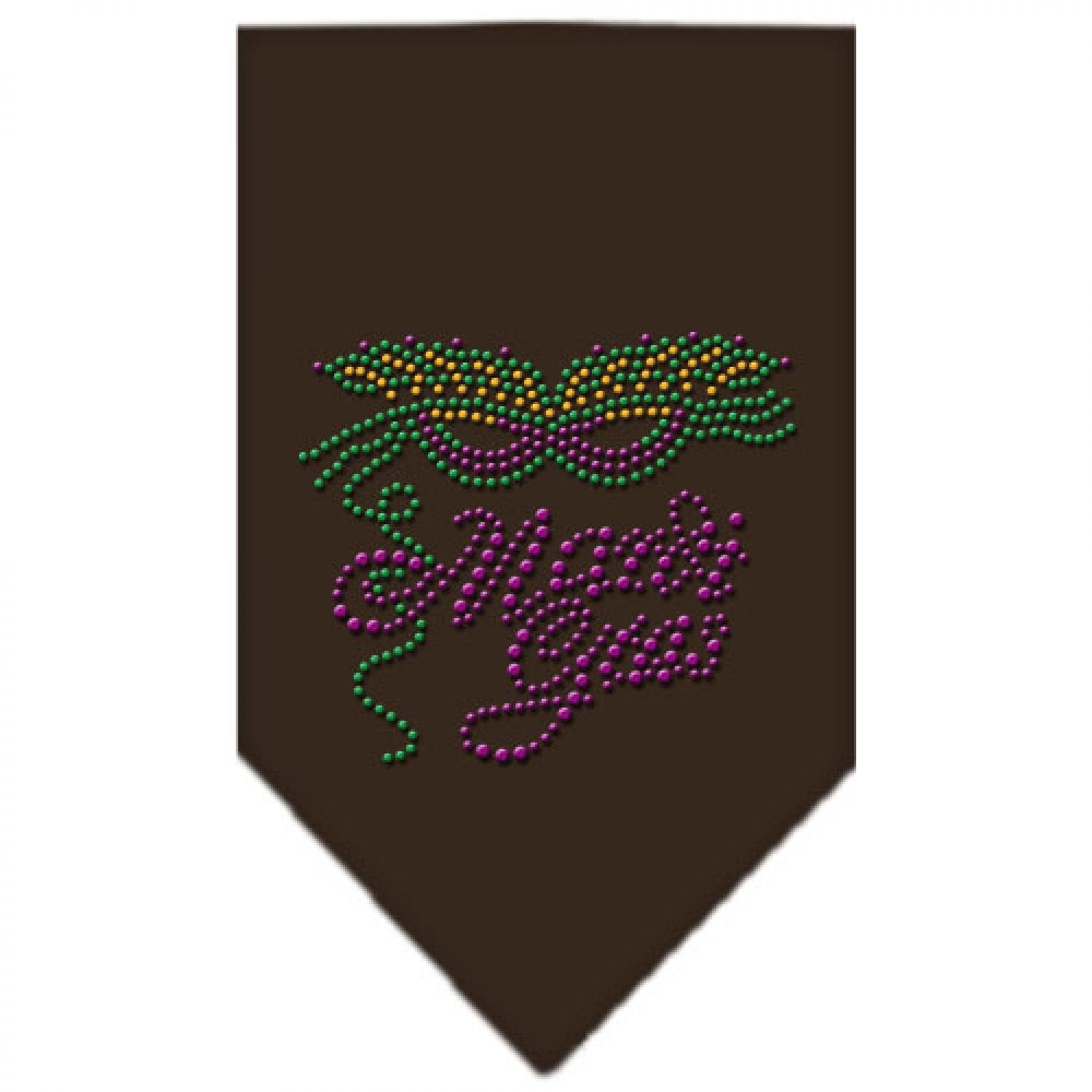 Mirage Pet Products Mardi Gras Rhinestone Bandana, Large, Cocoa