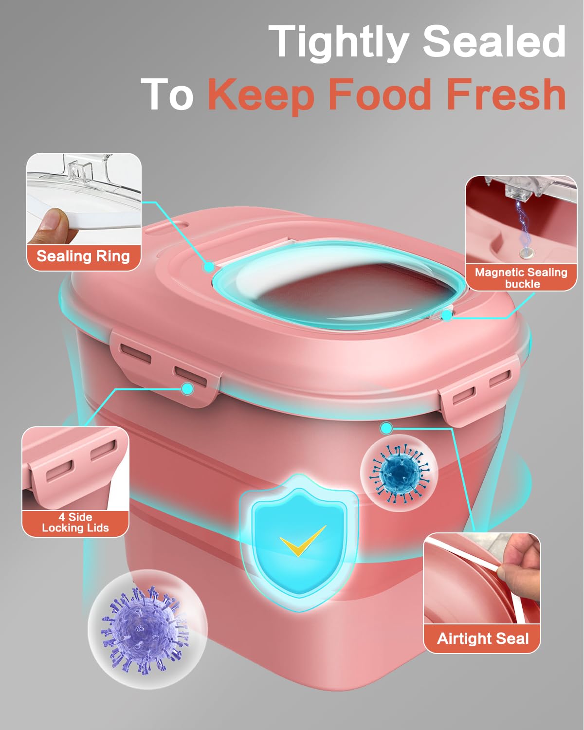 ANVS Dog Food Storage Container - Collapsible Dog Food Container with Airtight Lids, Scoop and 2.5L Small Pet Food Storage Conta