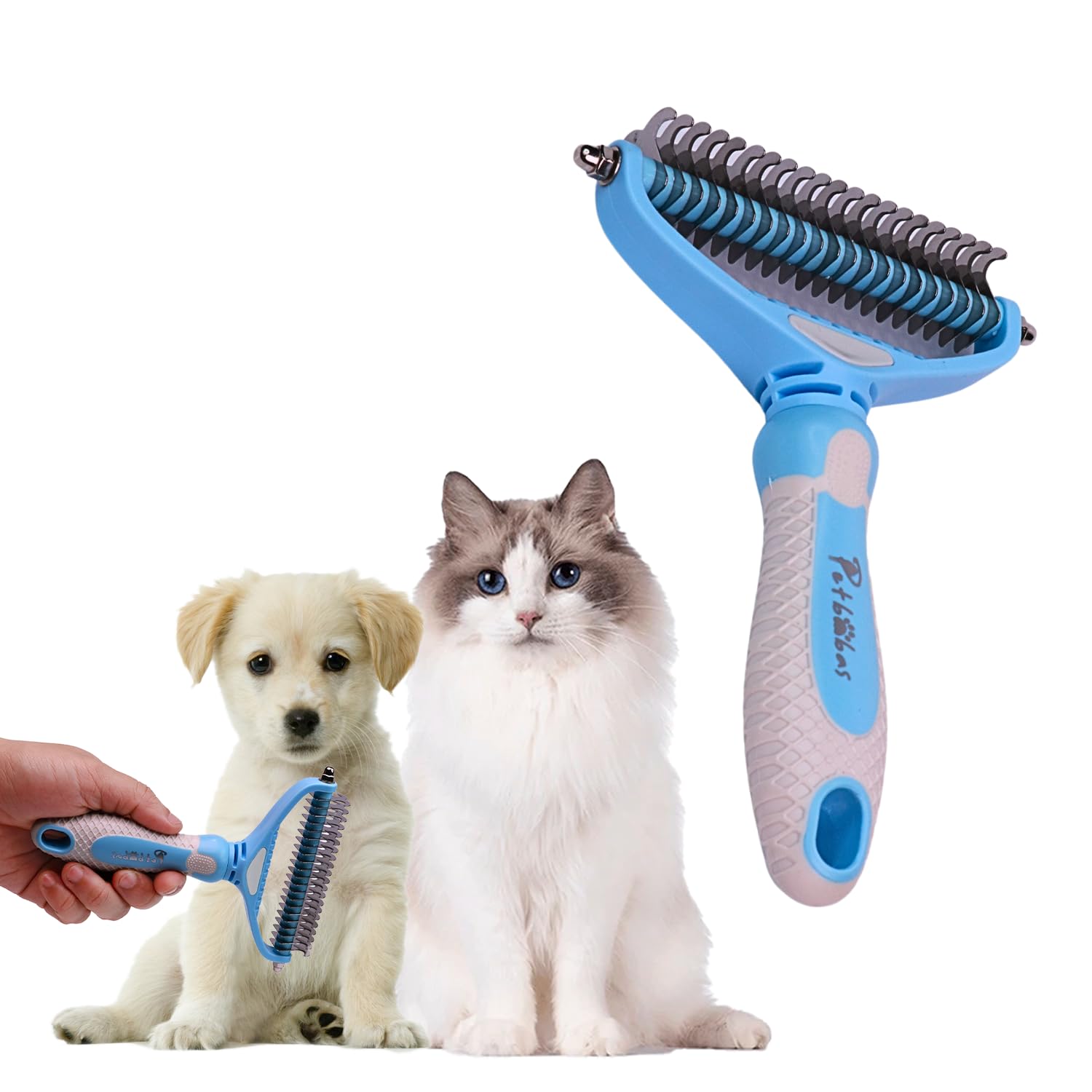 Petbabas Dog And Cat Grooming Kit, Self Cleaning Cat Comb Hair Brush For Indoor Cats, Dog Deshedding Brush, Pet Massaging Tool A