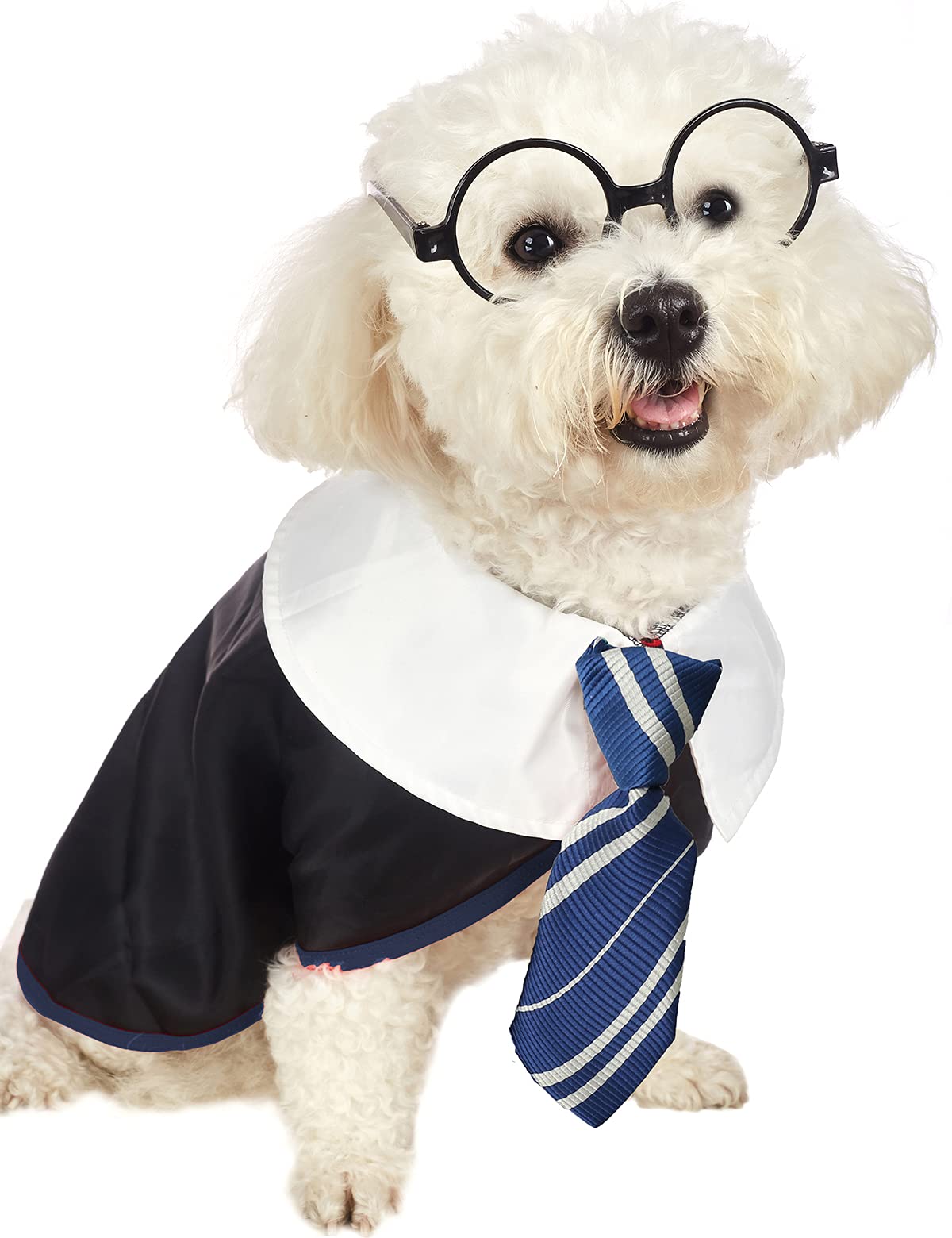 Impoosy Pet Halloween Dog Shirts Funny Cat Wizard Costume Cute Apparel Soft Clothes With Glasses (Large,Neck:18')