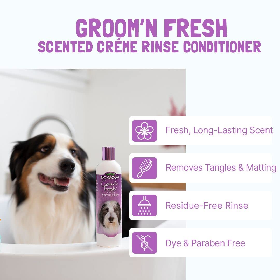 Bio-Groom Groom'N Fresh Dog Conditioner – Scented Dog Bathing Supplies, Puppy Wash, Cat & Dog Grooming Supplies For Sensitive Skin, Cruelty-Free, Made In Usa, Tearless Dog Products – 12 Fl Oz 1-Pack