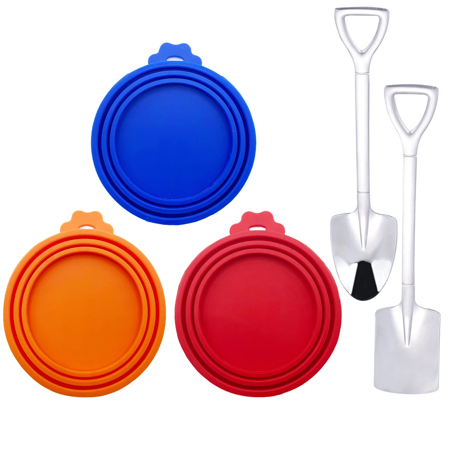 Muluo 5 Pieces Food Can Lids, 3 Pcs Pet Can Covers, 2 Food Spoon Fits All Standard Size Dog and Cat Can Tops
