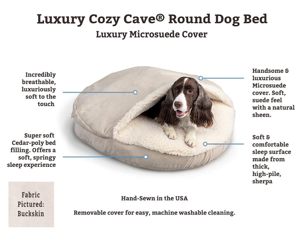 Snoozer Luxury Microsuede Cozy Cave Pet Bed, Extra Large, Black