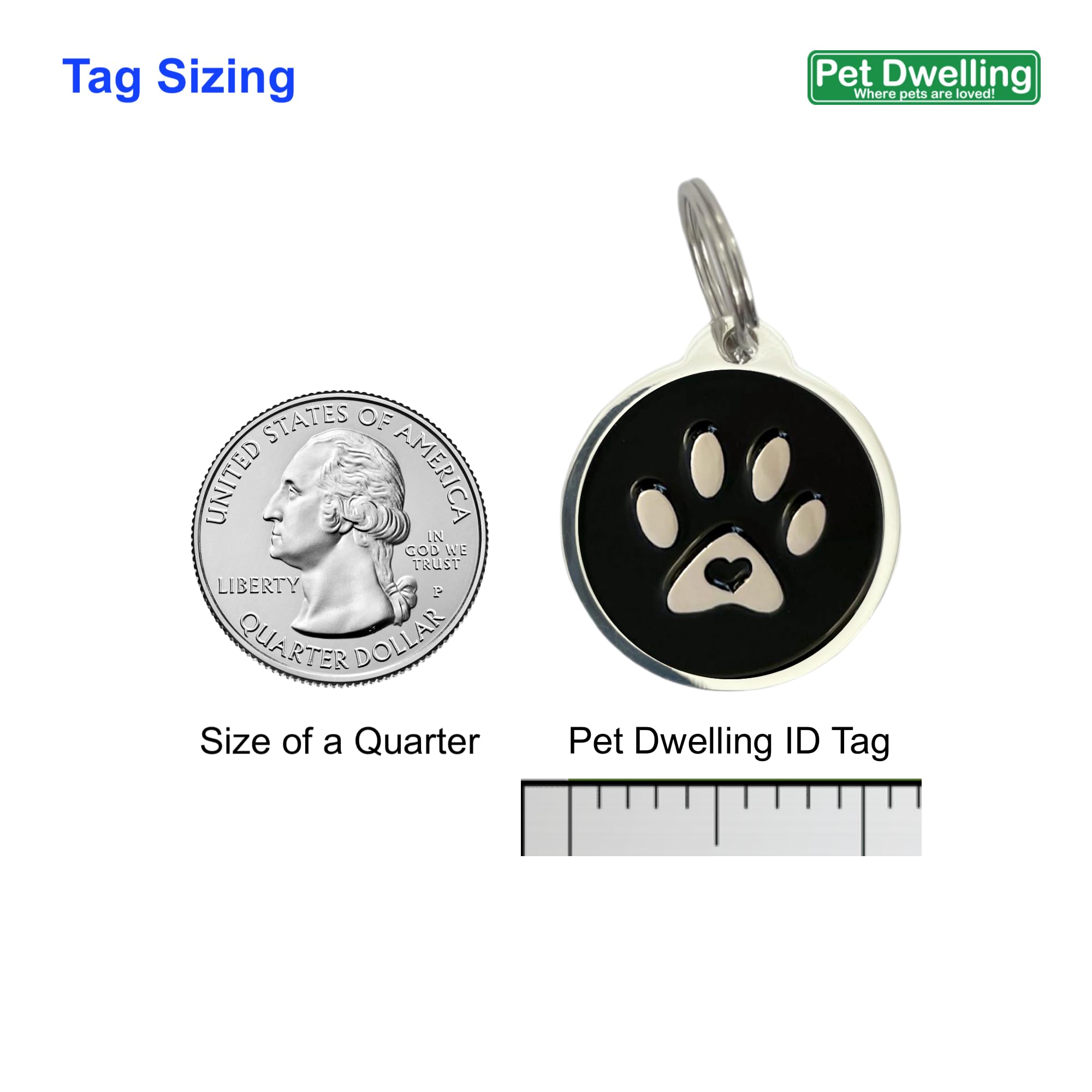 Pet Dwelling Premium Qr Code Pet Id Tags - Dog Tags And Cat Tags, Connect To Online Pet Profile, Receive Instant Scanned Tag Location Email Alert(Lux Black Paw)