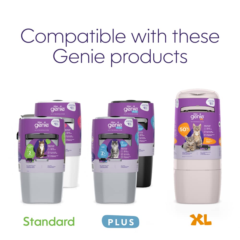 Litter Genie Refill Bags (12-Pack) | Multi-Layers Of Odor-Barrier Technology | 1 Square Refill Cartridge Lasts Up To 2 Months Per Cat