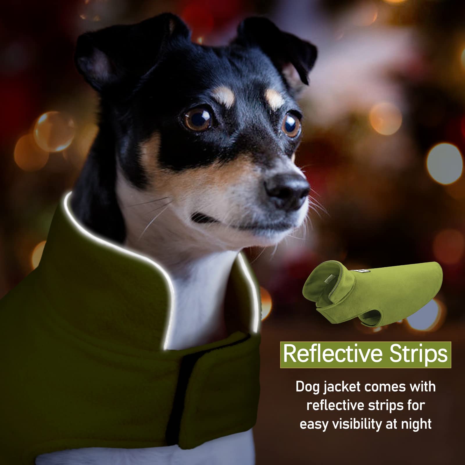DENTRUN Windproof Winter Warm Fleece Large Dog Coat Reversible Puppy Jacket Reflective Soft Pet Vest, Cold Weather Dog Sweater A