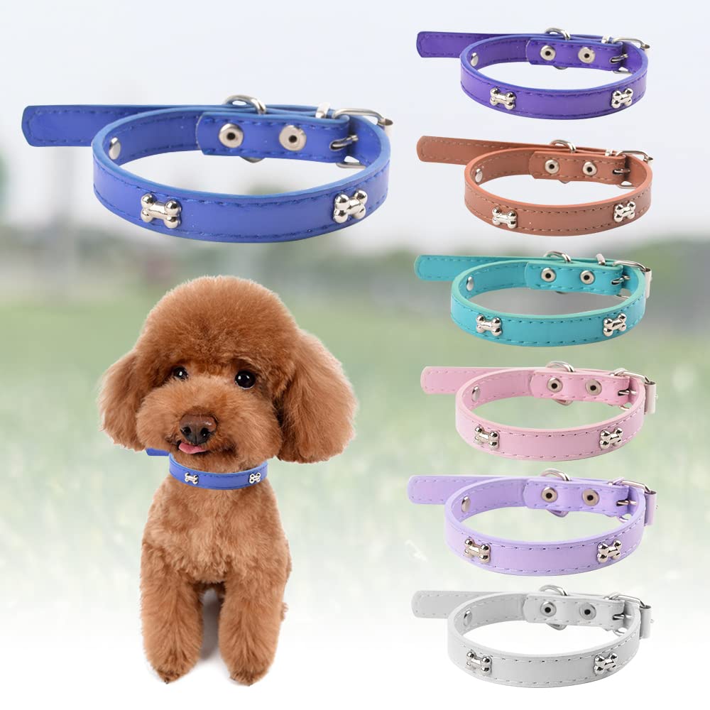 Puppy Id Collars, Soft Leather Dog Collar,14 Colors Pu Leather Adjustable Dog Cat Collars For Dog Small Large Cat Collars Newbor