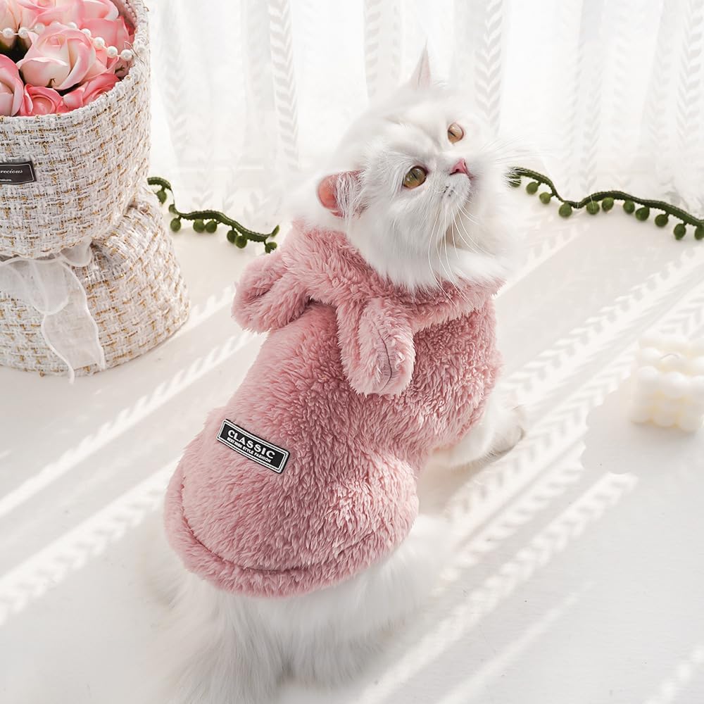 Cat Bunny Ears Costume Cute Dog Kitten Hoodies Sweater Rabbit Ears Puppy Pet Apparel (Xx-Large,Pink)