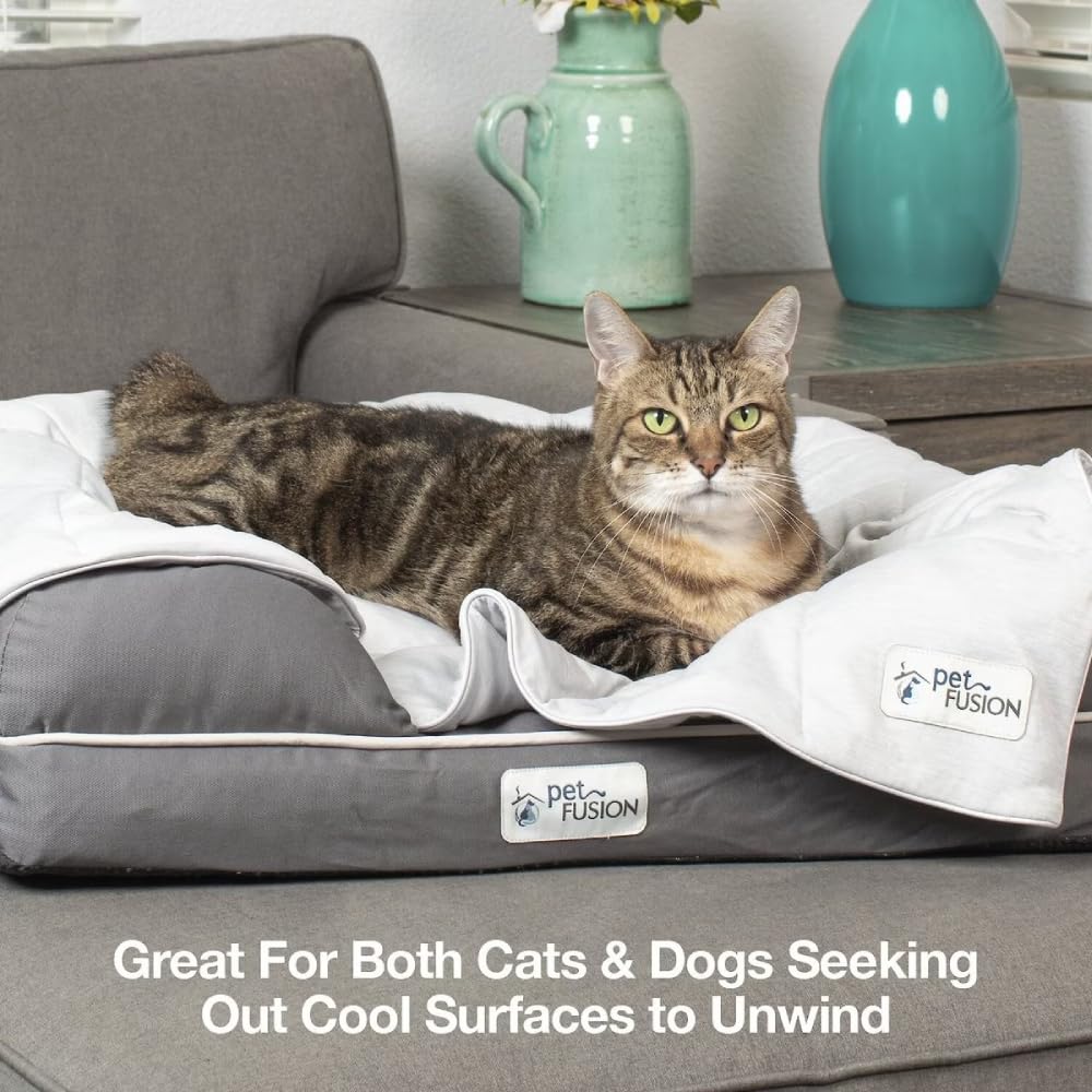 PetFusion Premium Cat and Dog Cooling Blanket, Lightweight Pet Blanket | Machine Washable | Multiple Sizes: for Pets Small to Ex