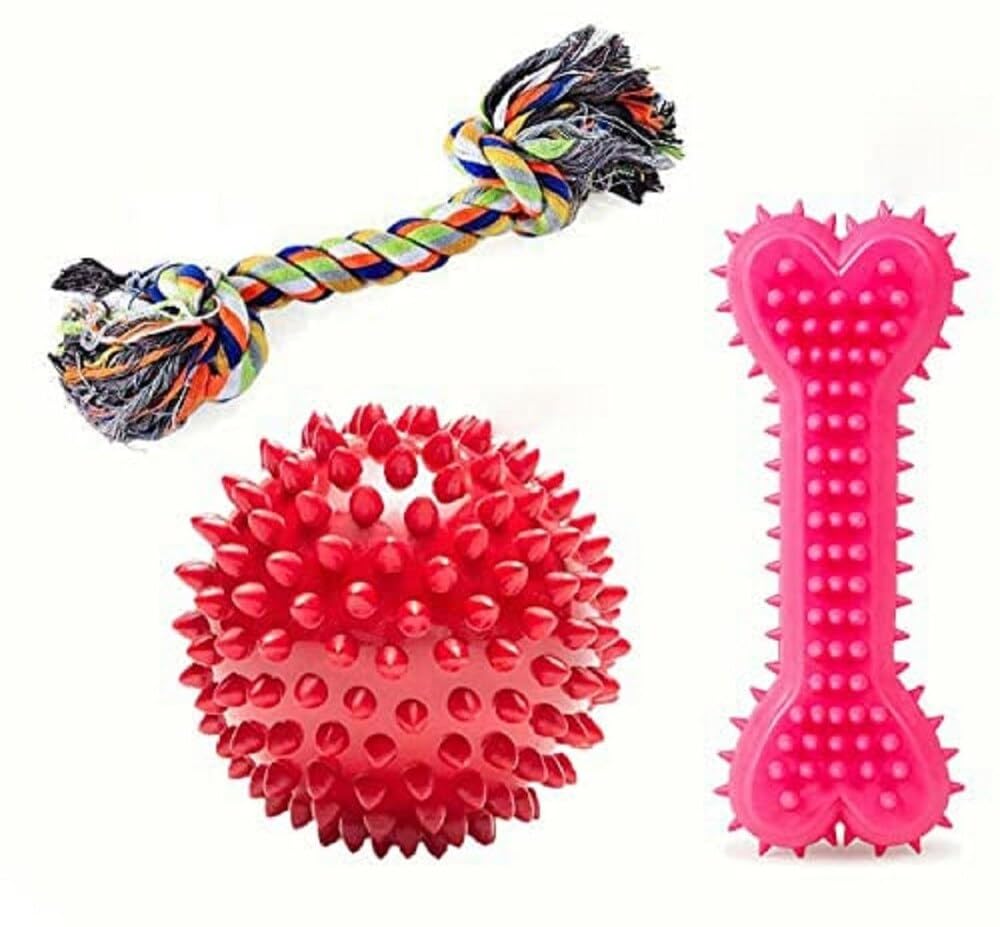 Bohobark Dog Rope Toy For Chewing And Teething, Natural Rubber Dog Bone Chew Toy, Puppy Teething Toy & Rubber Dental Puppy Teeth