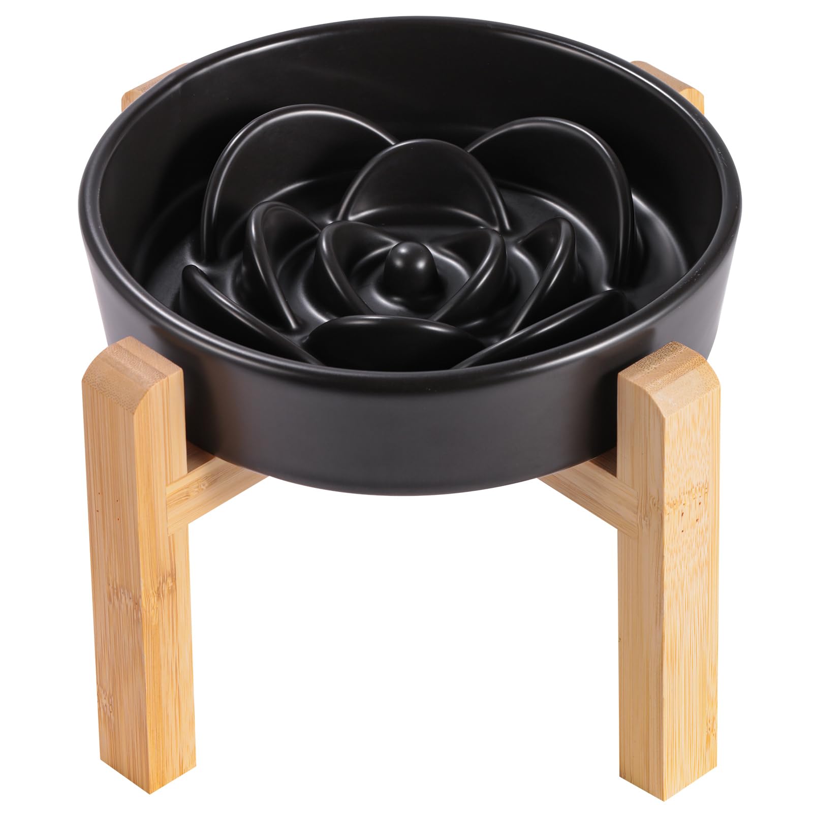 8.26 in Black Dog Bowl Slow Feeder Ceramic for Medium and Large Breed,Elevated/Raised Slow Feeding Dog Food Water Dish Heavy Wei