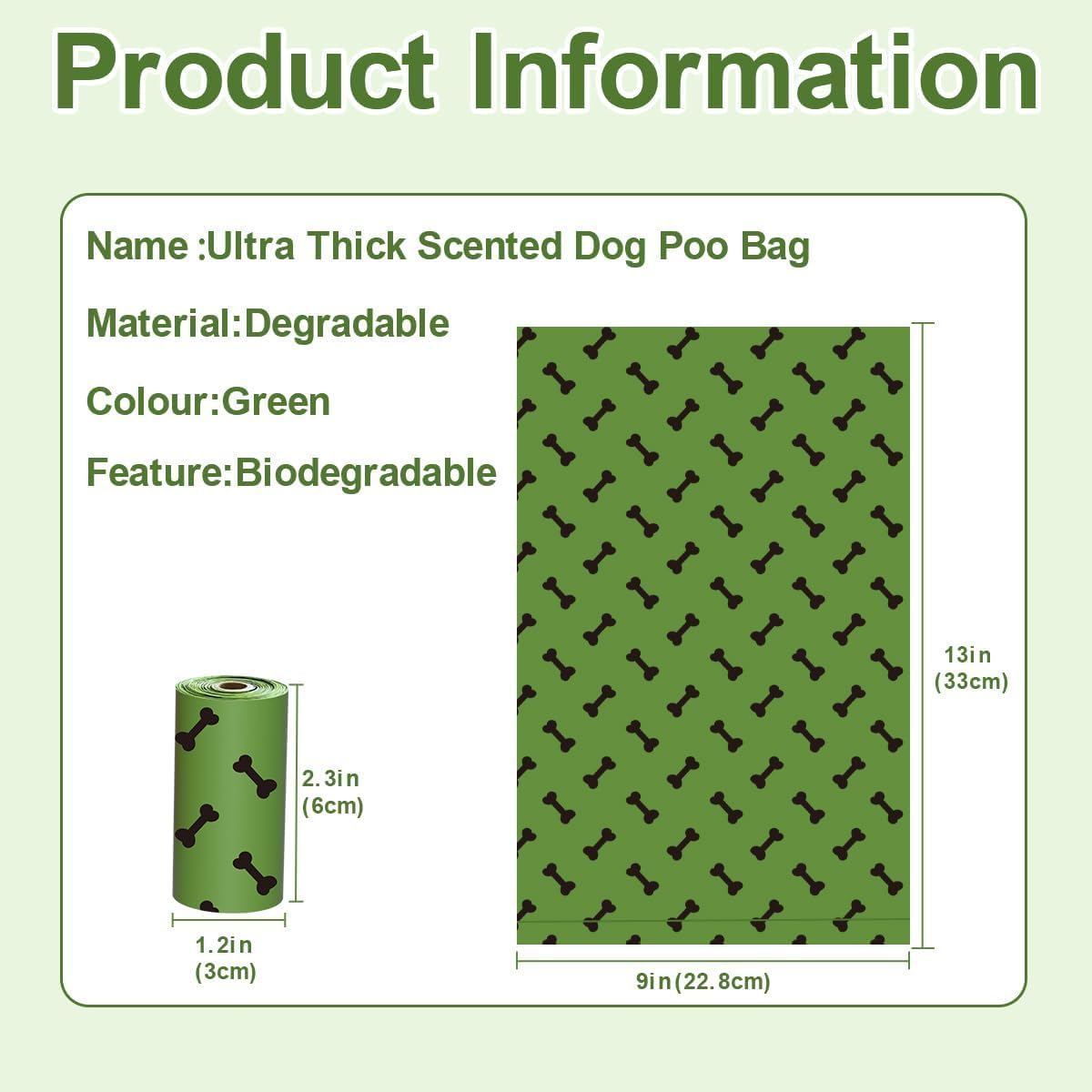 Strong Green Leak Proof Waste Bag for Dogs-270 Large Poop Bags,Biodegradable Dog Poo Bags with Corn Starch Blended Compostable B
