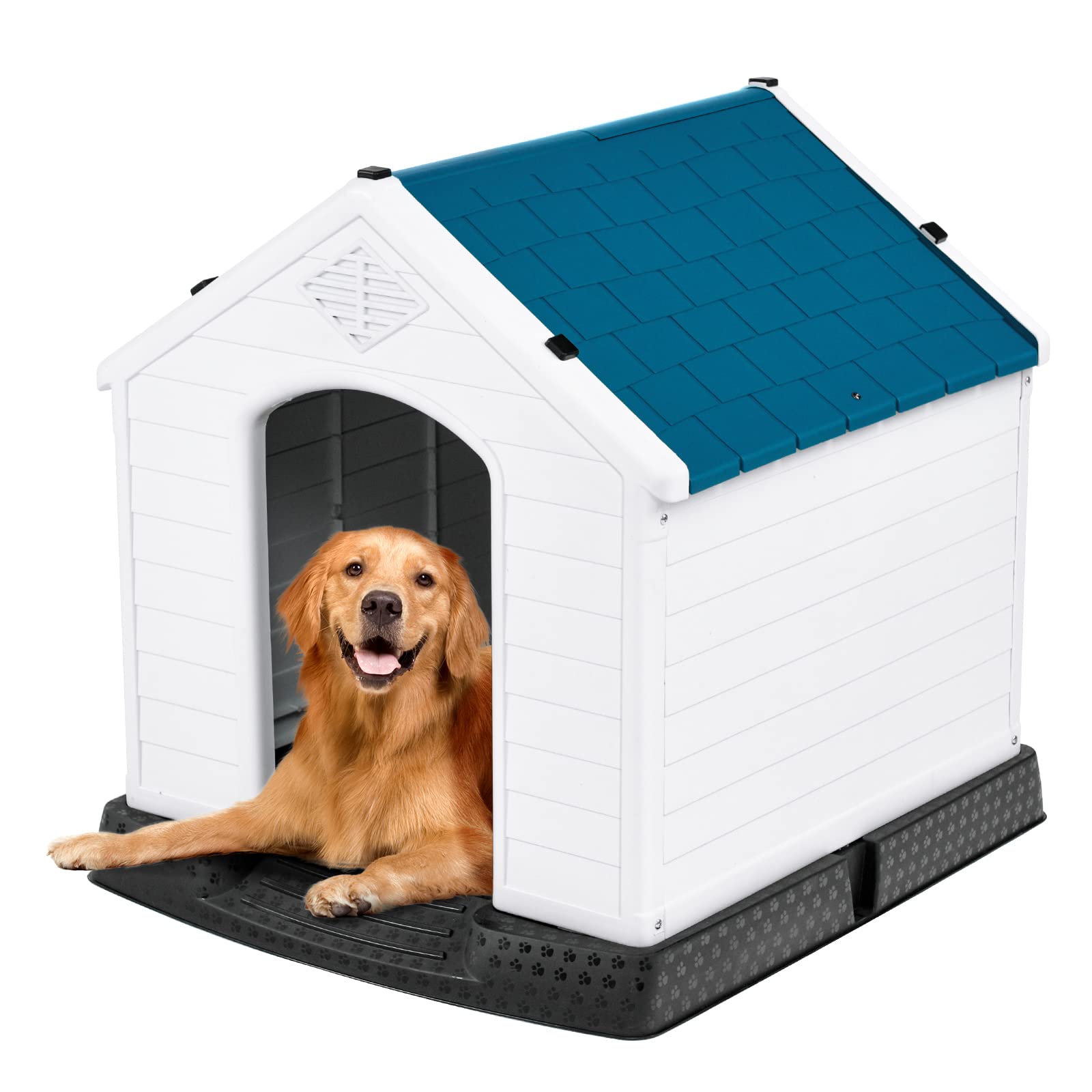 Toolsempire Large Dog House Outdoor for Medium Dogs, Plastic 28 Inches Dog House with Sturdy Kennel, Air Vents & Elevated Floor,