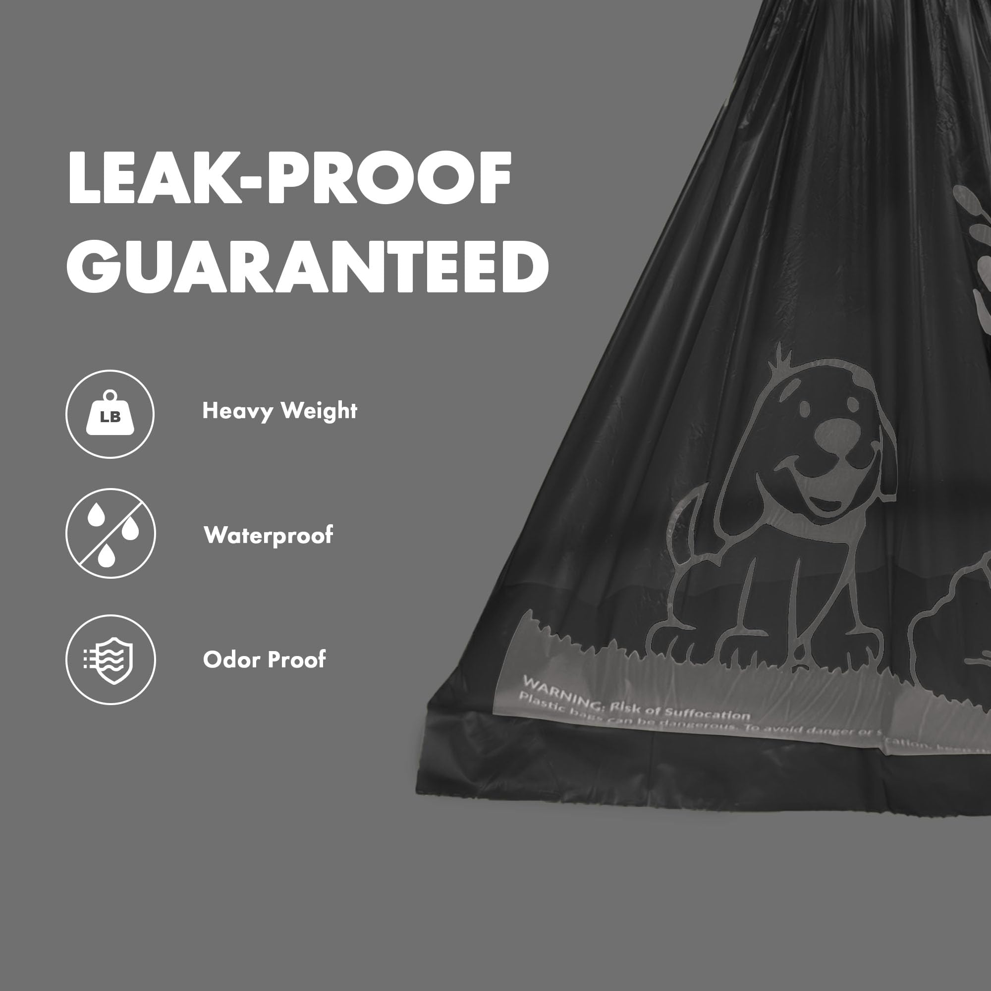 GORILLA SUPPLY Dog Poop Bags with Dispenser, 1000 Count, 9" x 13", Black, Plastic