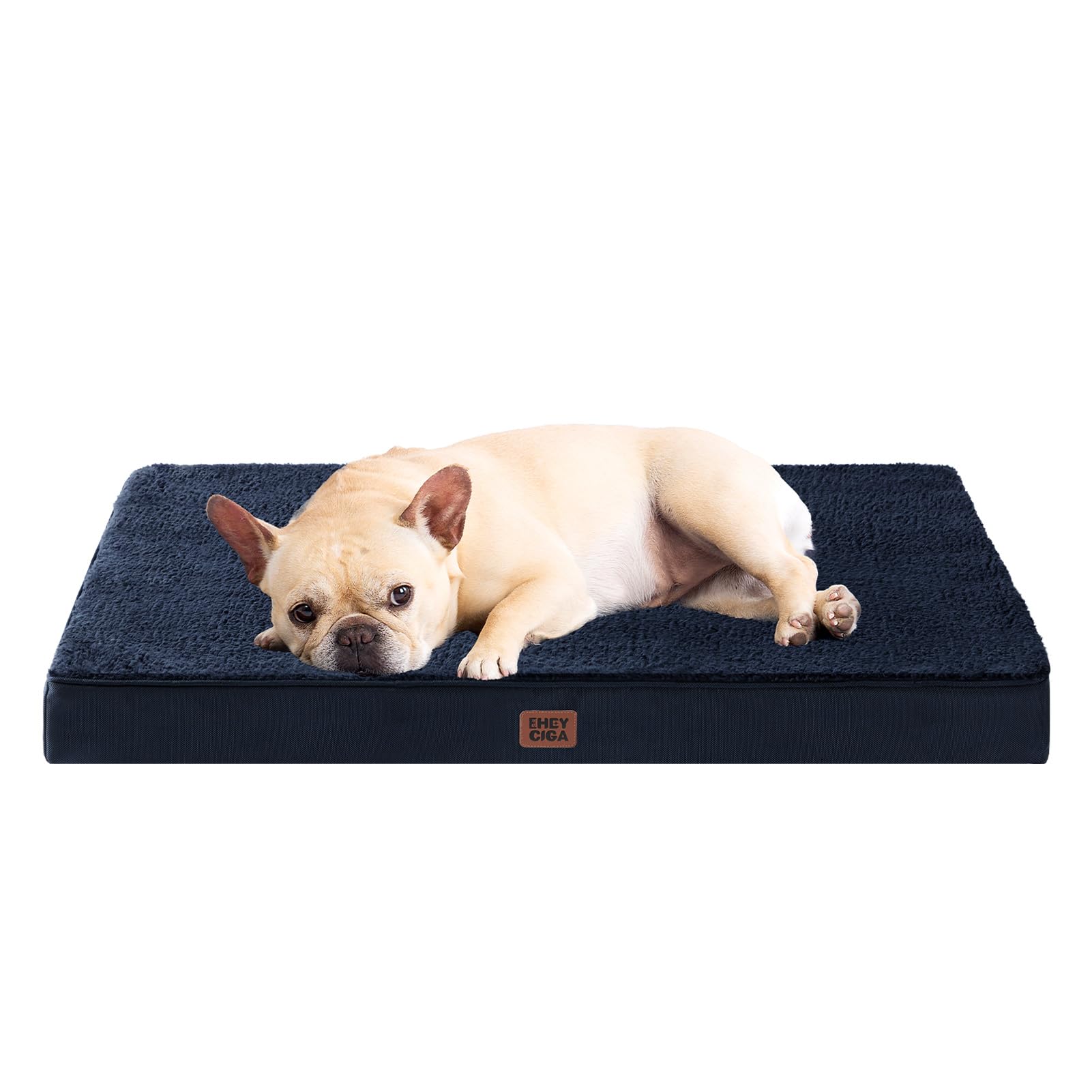 Eheyciga Orthopedic Medium Dog Beds For Small Dogs With Removable Washable Cover For Crate, Navy, 30X20
