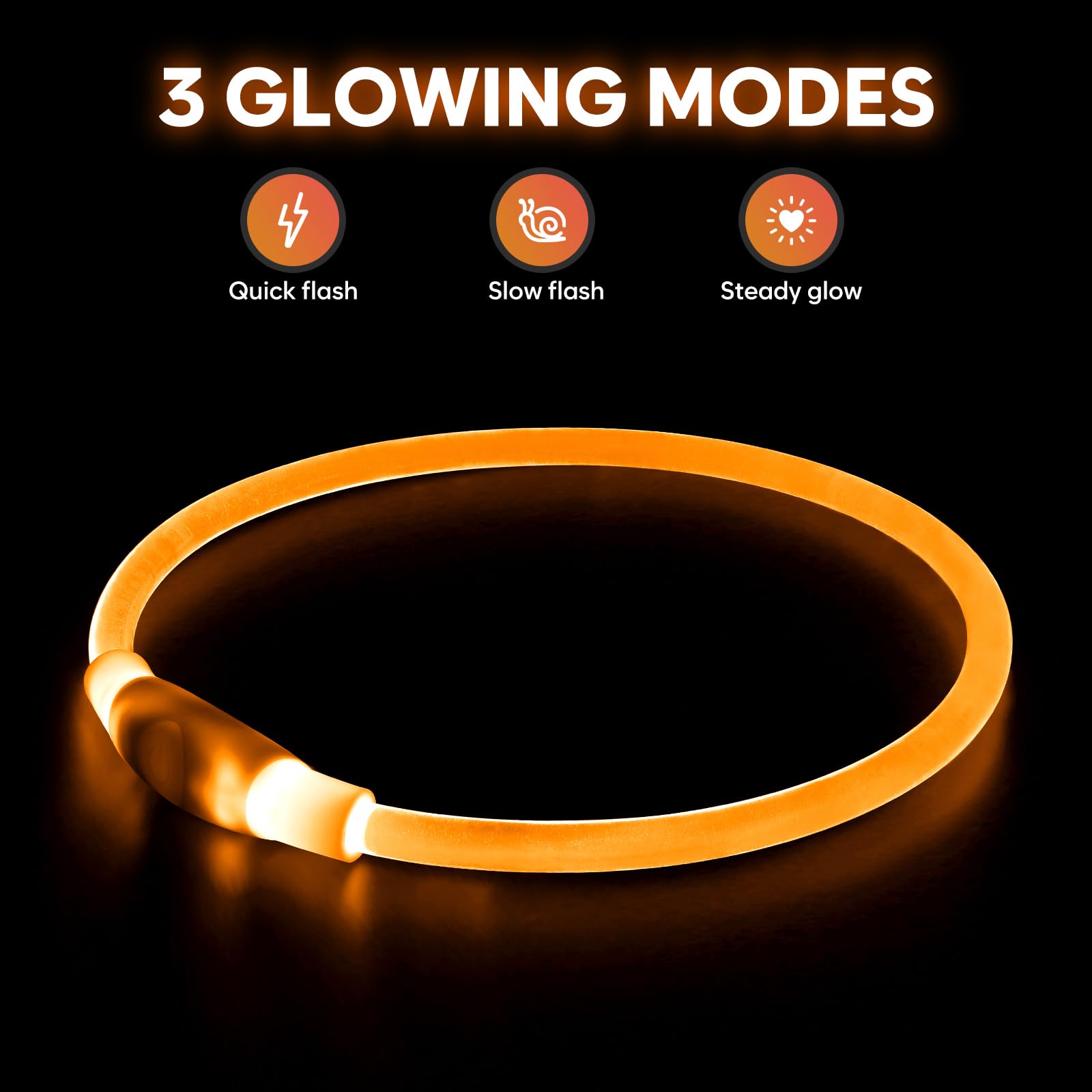 Higo Light Up Dog Collar Usb Rechargeable Led Dog Collar Glow In The Dark, Tpu Flash Dog Necklace Light Make Your Dogs Be Visibl
