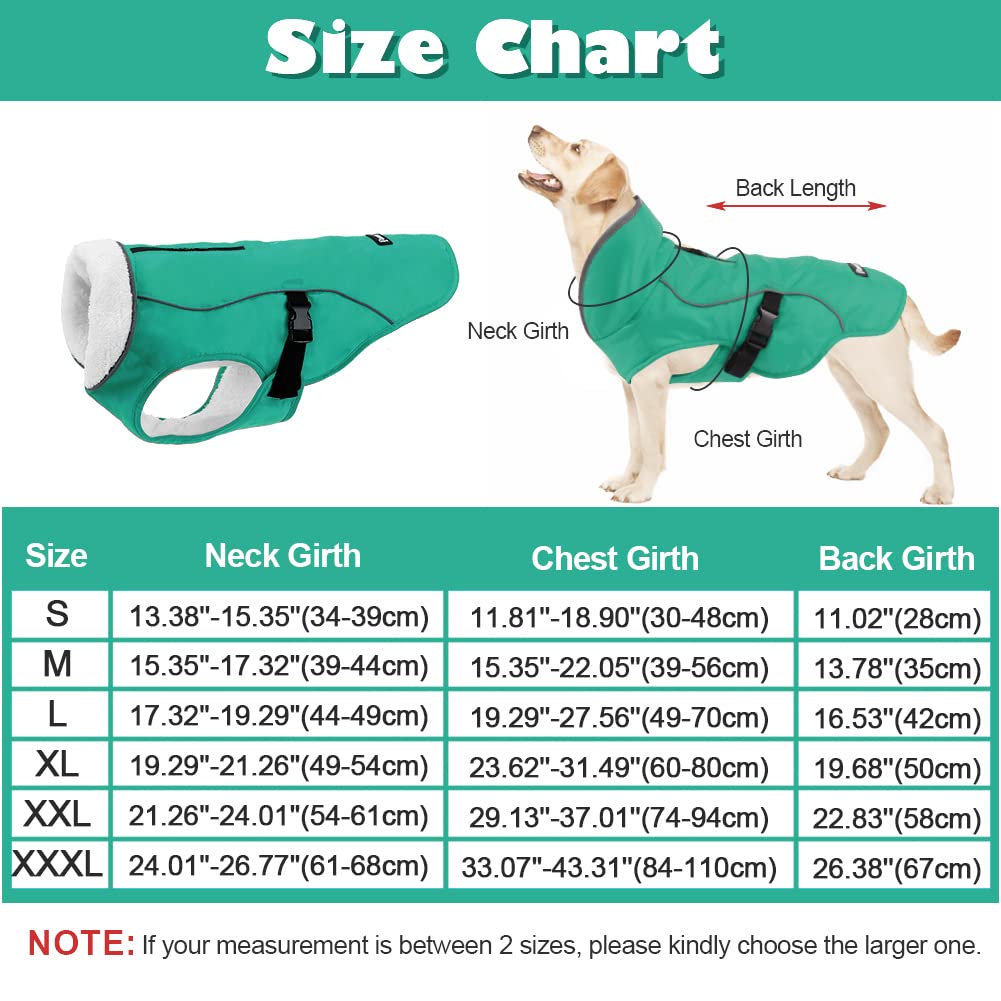 Emust Dog Jacket Winter, Cozy Windproof Dog Jacket For Cold Weather, Solid Color Dog Vests For Winter For Medium Dogs, Turquoise
