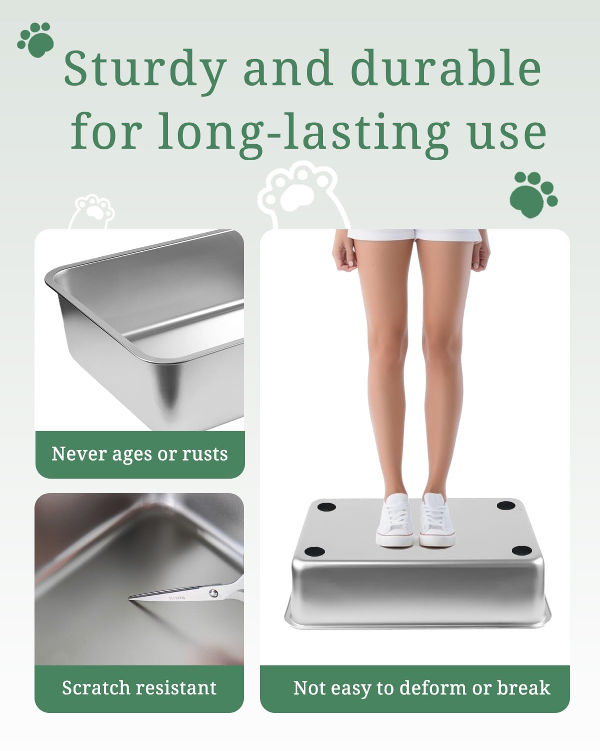[2 - Piece Set] [Foxoru] Stainless Steel Cat Litter Box Set, With Splash - Proof And Odor - Resistant Design, Easy To Clean, Stu