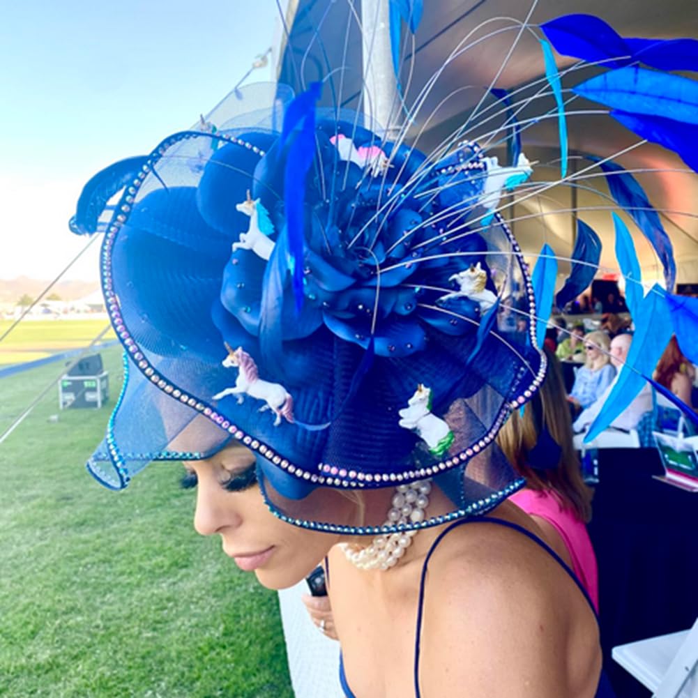 Shekyeon 12-14Inch Rooster Tail Feather Used Hats Costume Decoration Pack Of 50(Royal Blue)