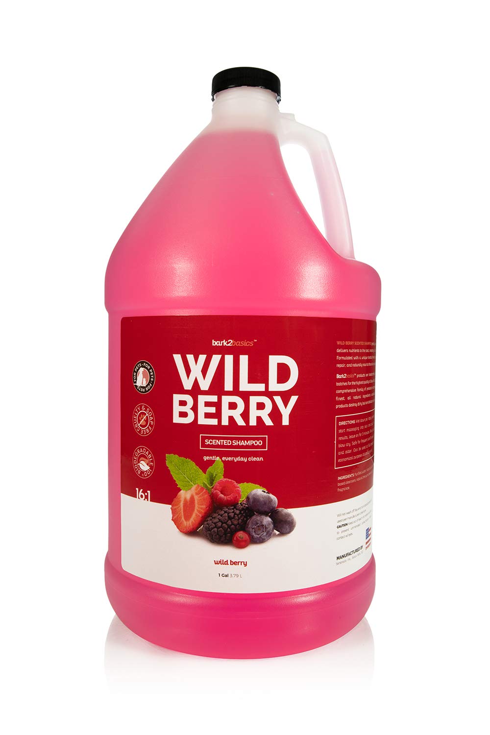 Bark 2 Basics Wild Berry Dog Shampoo, 1 Gallon  Unique Herbal Blend, Finest Natural Ingredients, Handcrafted, Soap-Free & Cruelt